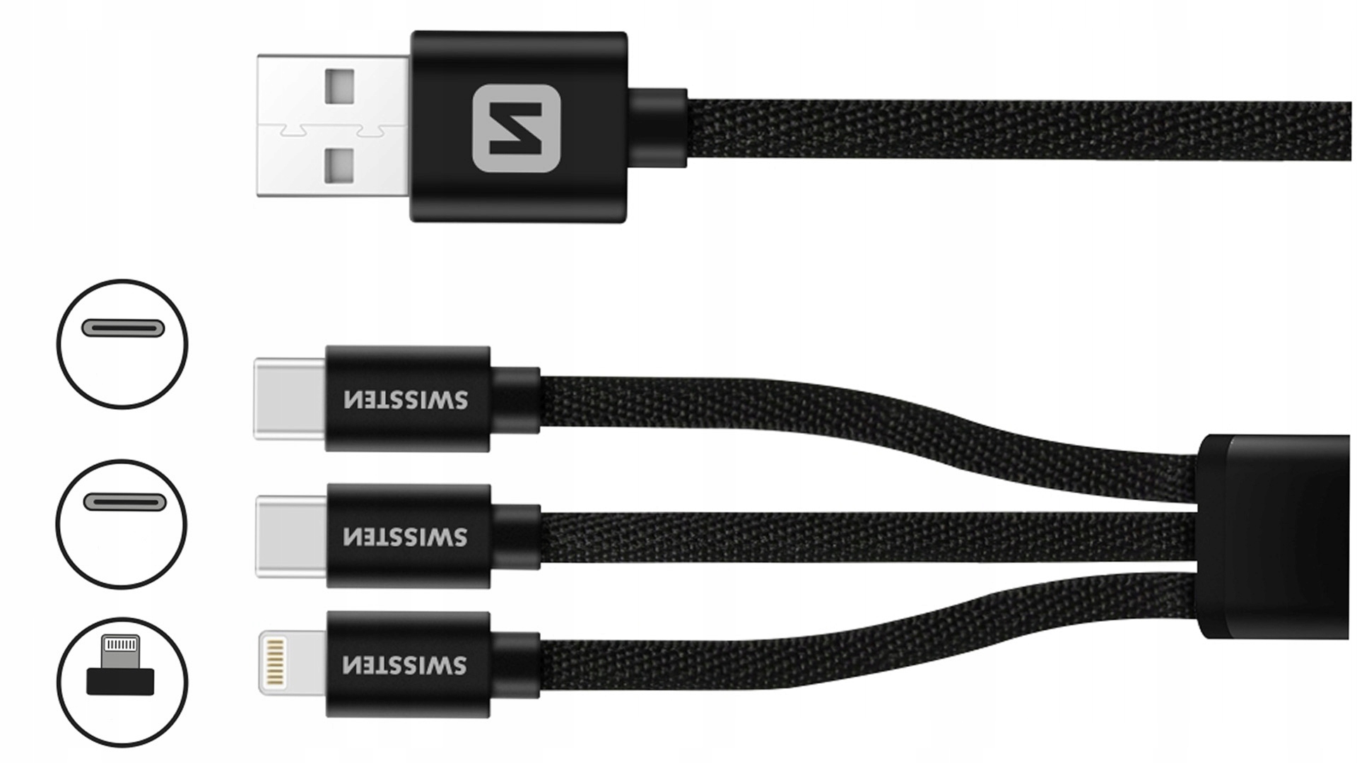 Złącza USB, USB-C i Lightning w jednym kablu