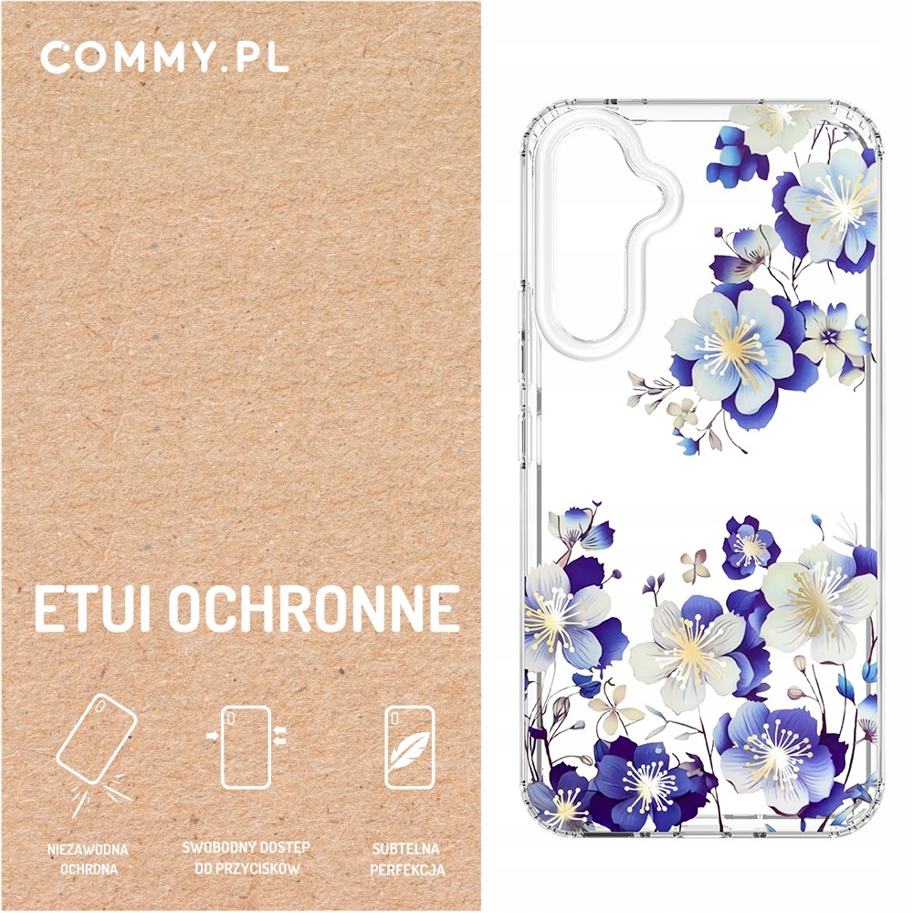 Przezroczyste mocne etui kwiaty Commy do Samsung Galaxy S23 FE – Ochrona i styl w jednym!