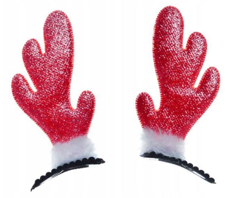 Brokatowe rogi renifera czerwone 2szt – Urokliwy dodatek na święta