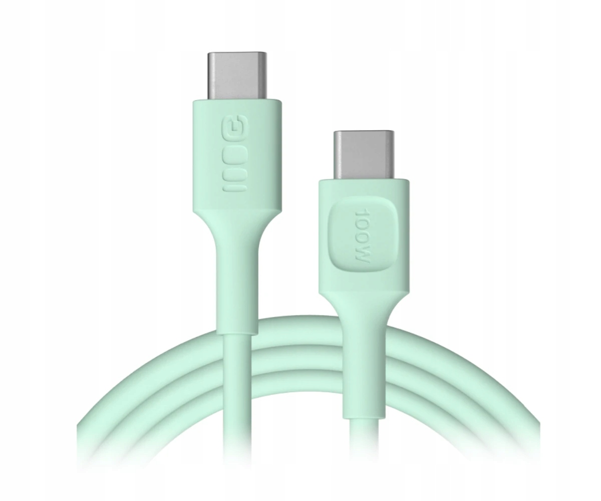 Kabel Green Cell PowerFlex Fast Charging USB Type-C Male - USB Type-C Male 100W Mint Green 2m – Szybkie ładowanie i wygoda
