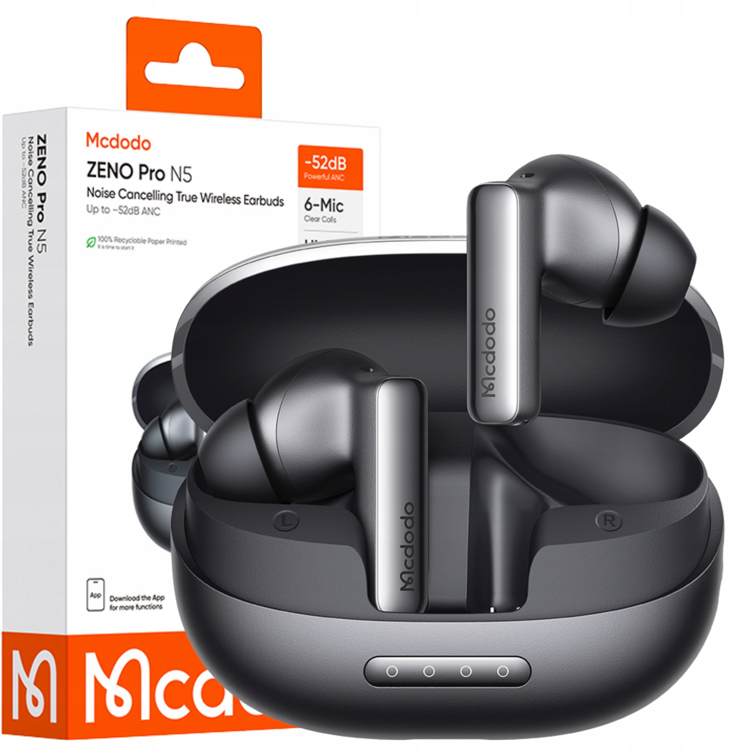 MCDODO Słuchawki Bezprzewodowe Douszne Bluetooth z Mikrofonem Etui ANC ENC – Doskonałe do Muzyki i Rozmów