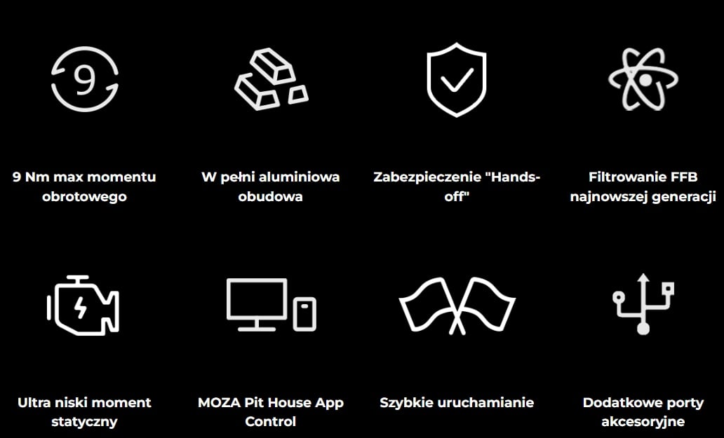 Bezpośredni napęd i maksymalny moment obrotowy 9 Nm