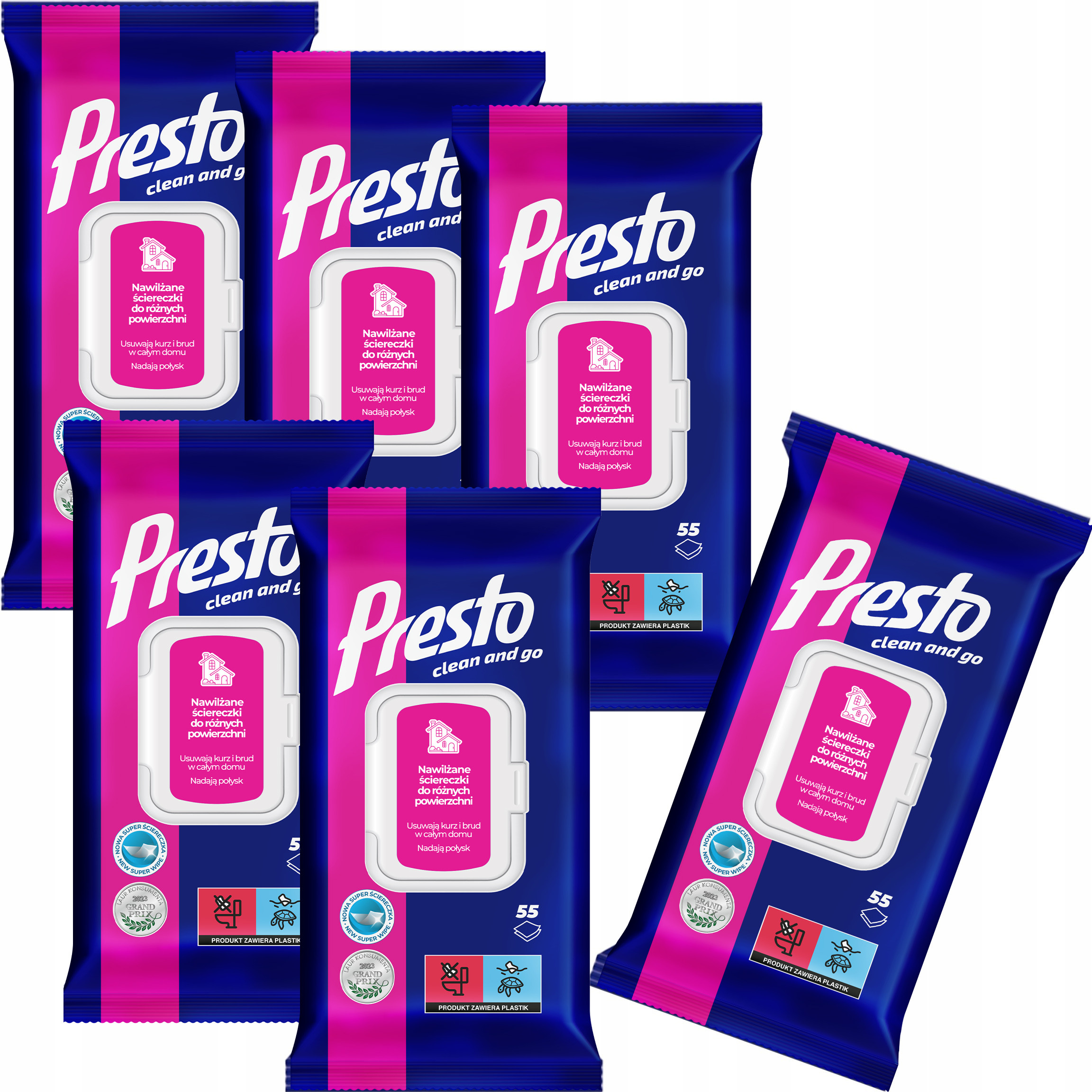 Presto Ściereczki do Powierzchni 55 szt. Pop-Up – Skuteczne i Delikatne rozwiązanie dla Twojego domu