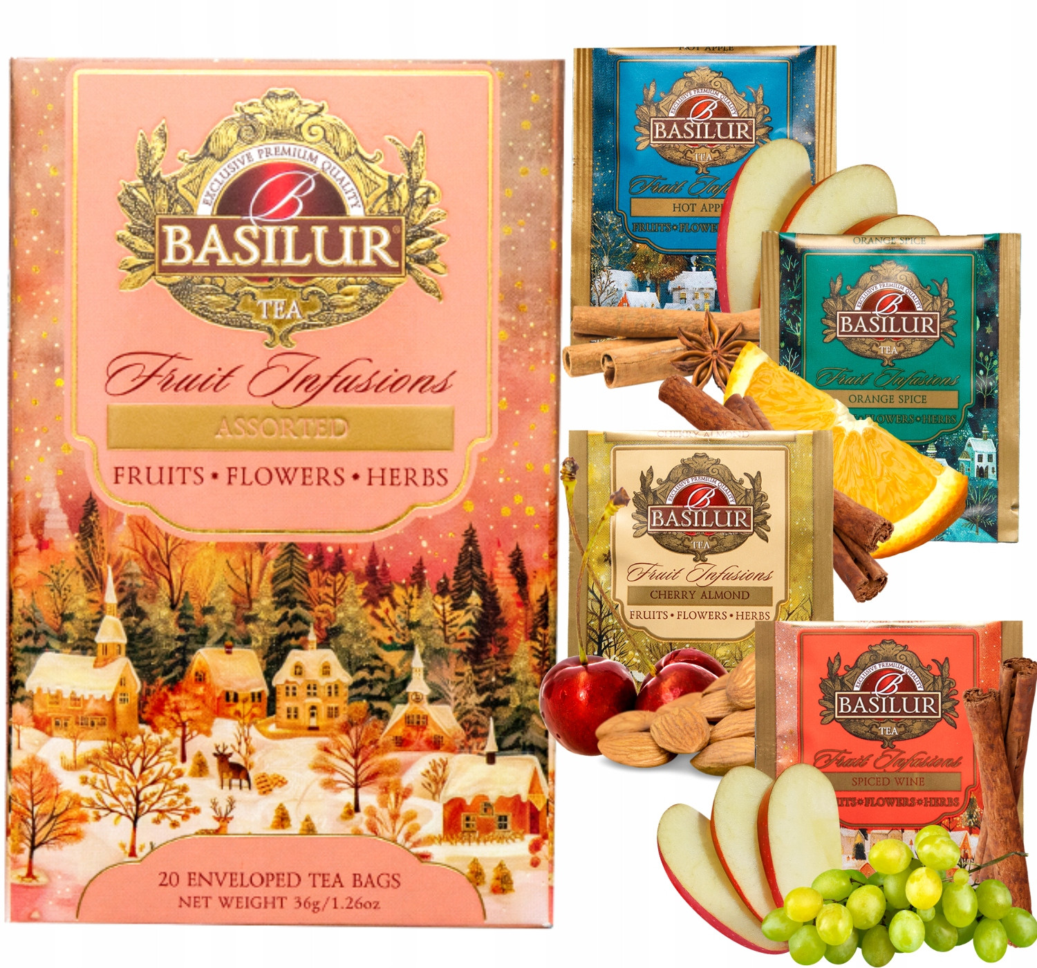 Herbata owocowa BASILUR Fruit Infusions Assorted – Zestaw 4 smaków na każdą porę dnia