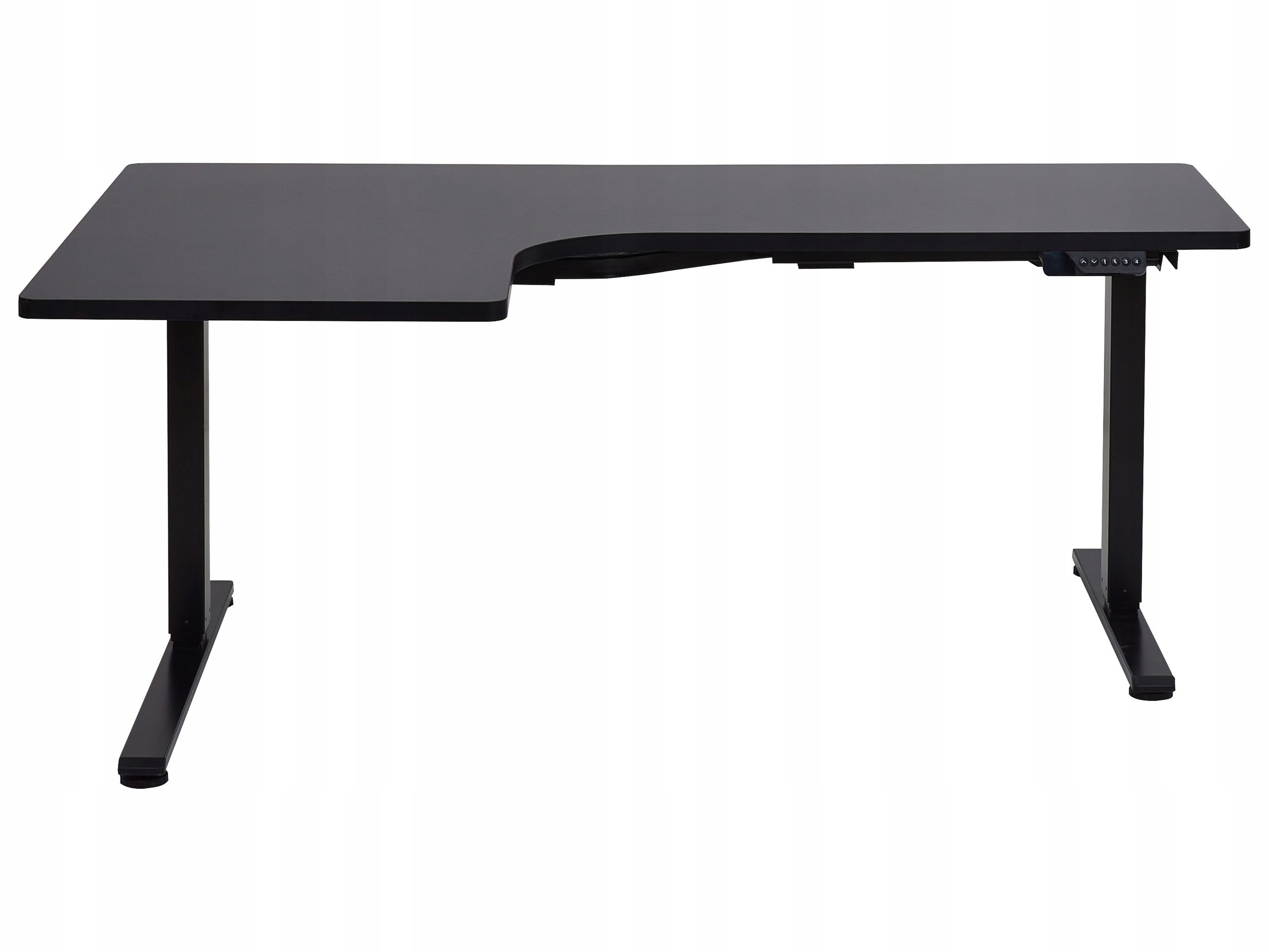 Biurko narożne lewe regulowane elektrycznie 160 x 59 cm czarne DESTINES Lumarko – Idealne rozwiązanie do biura