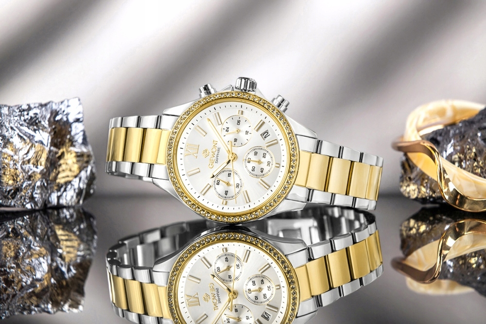 Zegarek Damski Giewont Sapphire Srebrno Złoty GW3670-B4 – Elegancja na każdą okazję