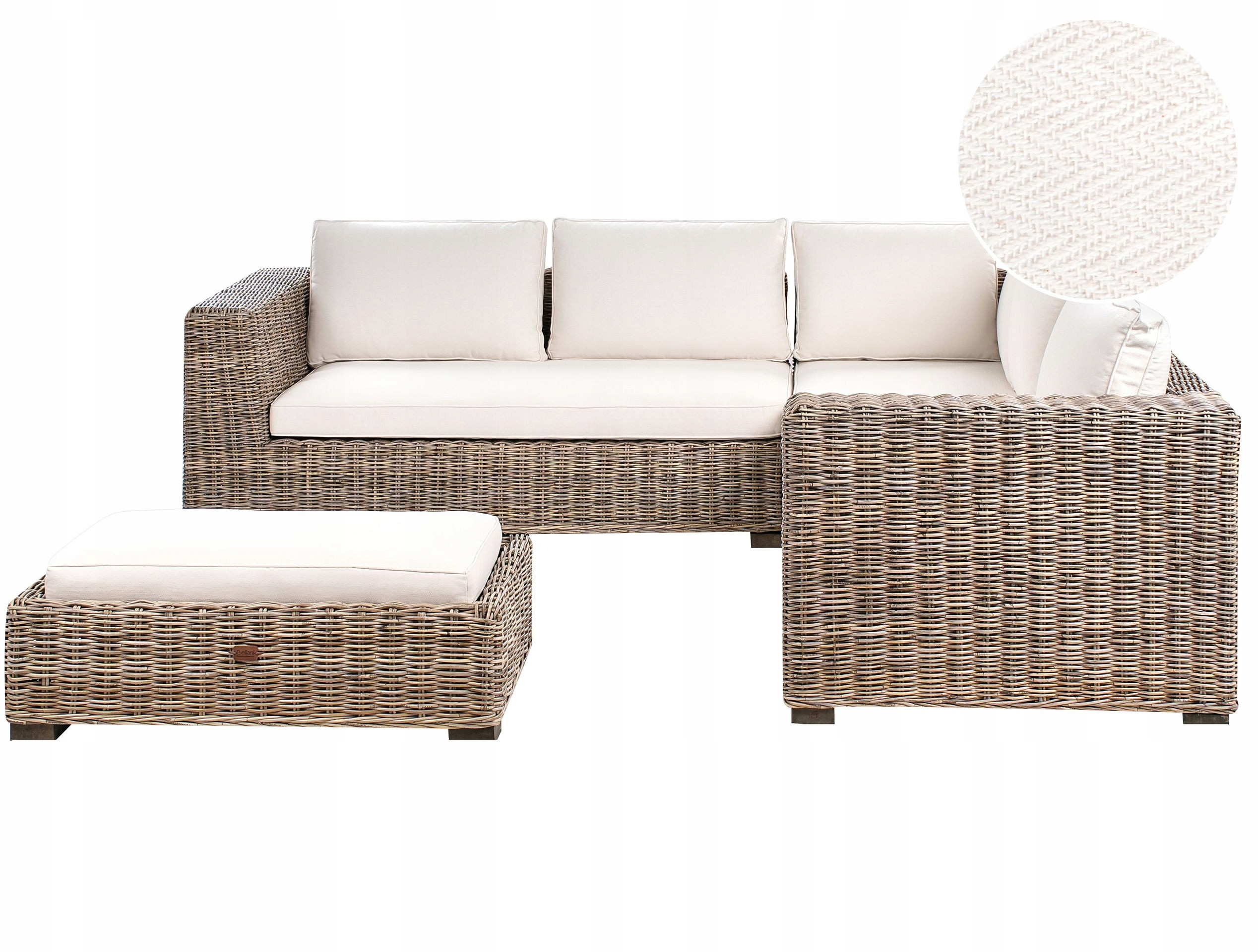 Narożnik ogrodowy z otomaną dla 5 osób RINELLA Rattan Szary – Elegancja i komfort w Twoim ogrodzie