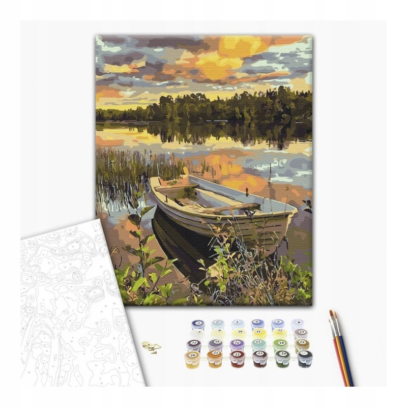 Malowanie po numerach BRUSHME, 40x50 cm – Łódź w powodzi