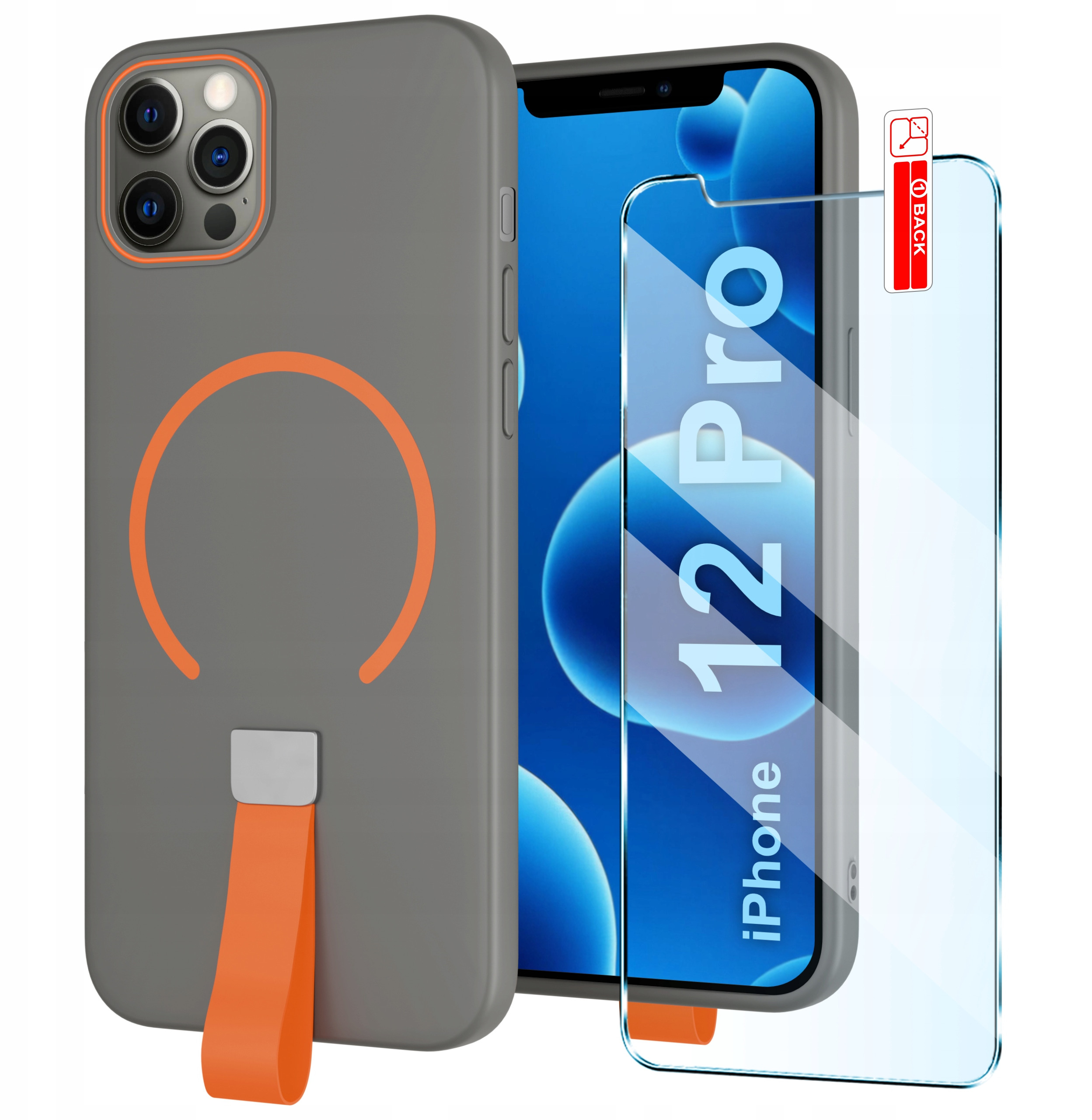 Etui z Paskiem na palec Matowe SZARE do iPhone 12 Pro – Idealna ochrona i styl