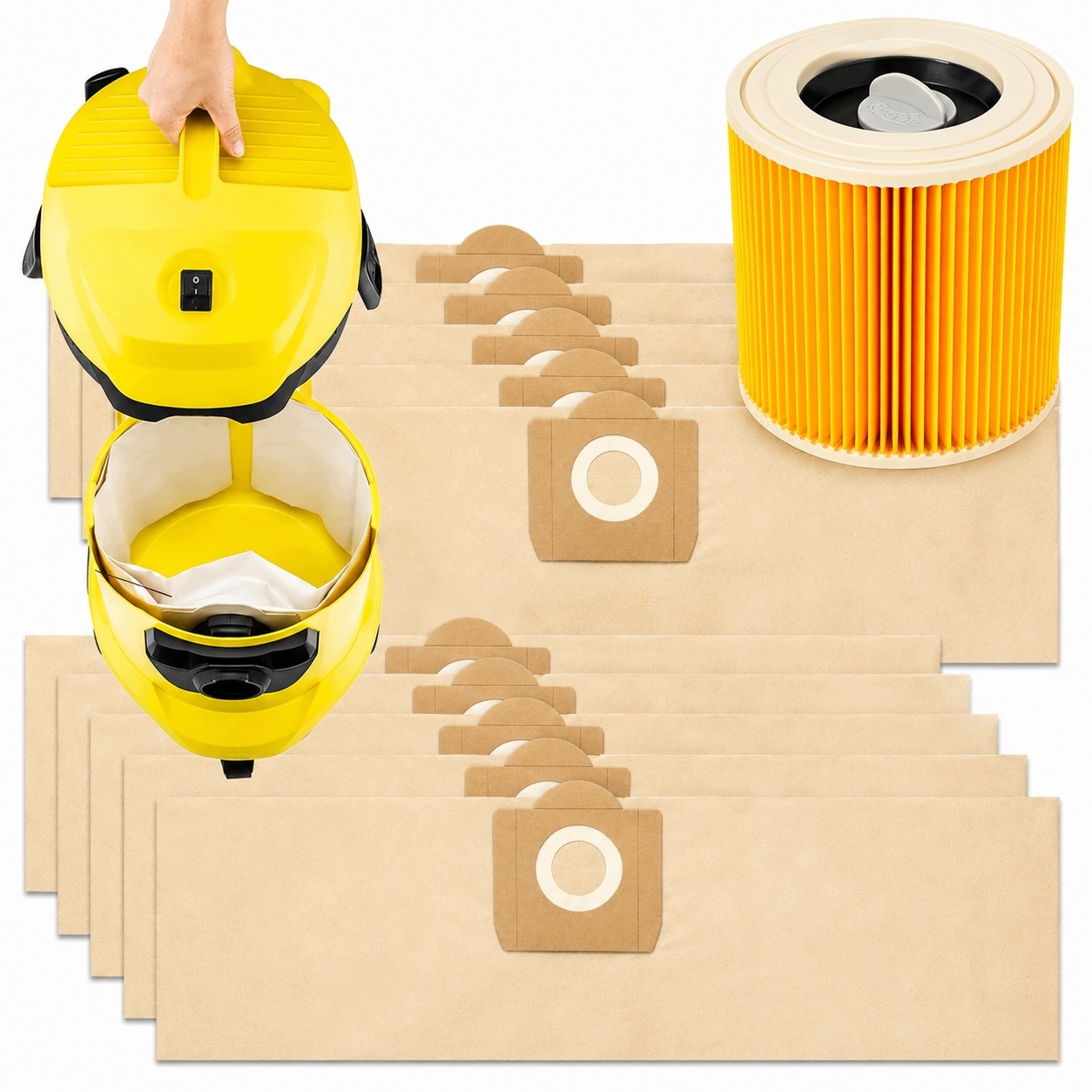10x Worki do Odkurzacza Karcher WD3 200 MV3 – Wydajność i jakość w jednym