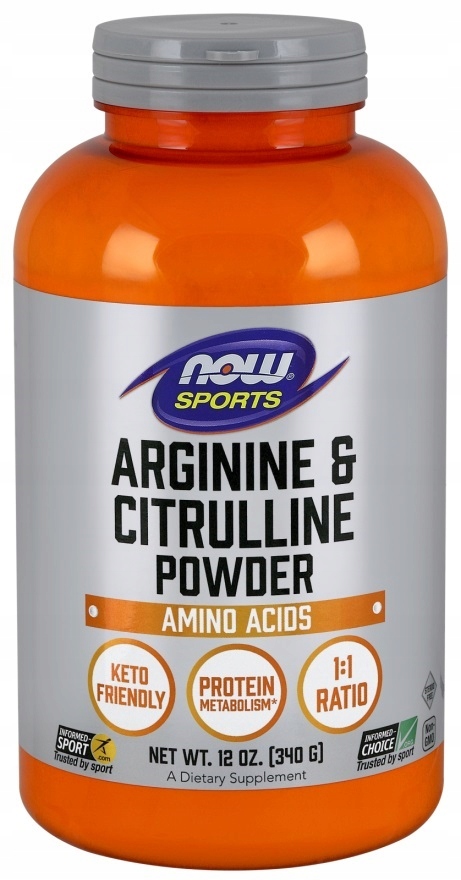 NOW Foods - Arginina i Cytrulina, Proszek 340g – Wsparcie dla aktywnych