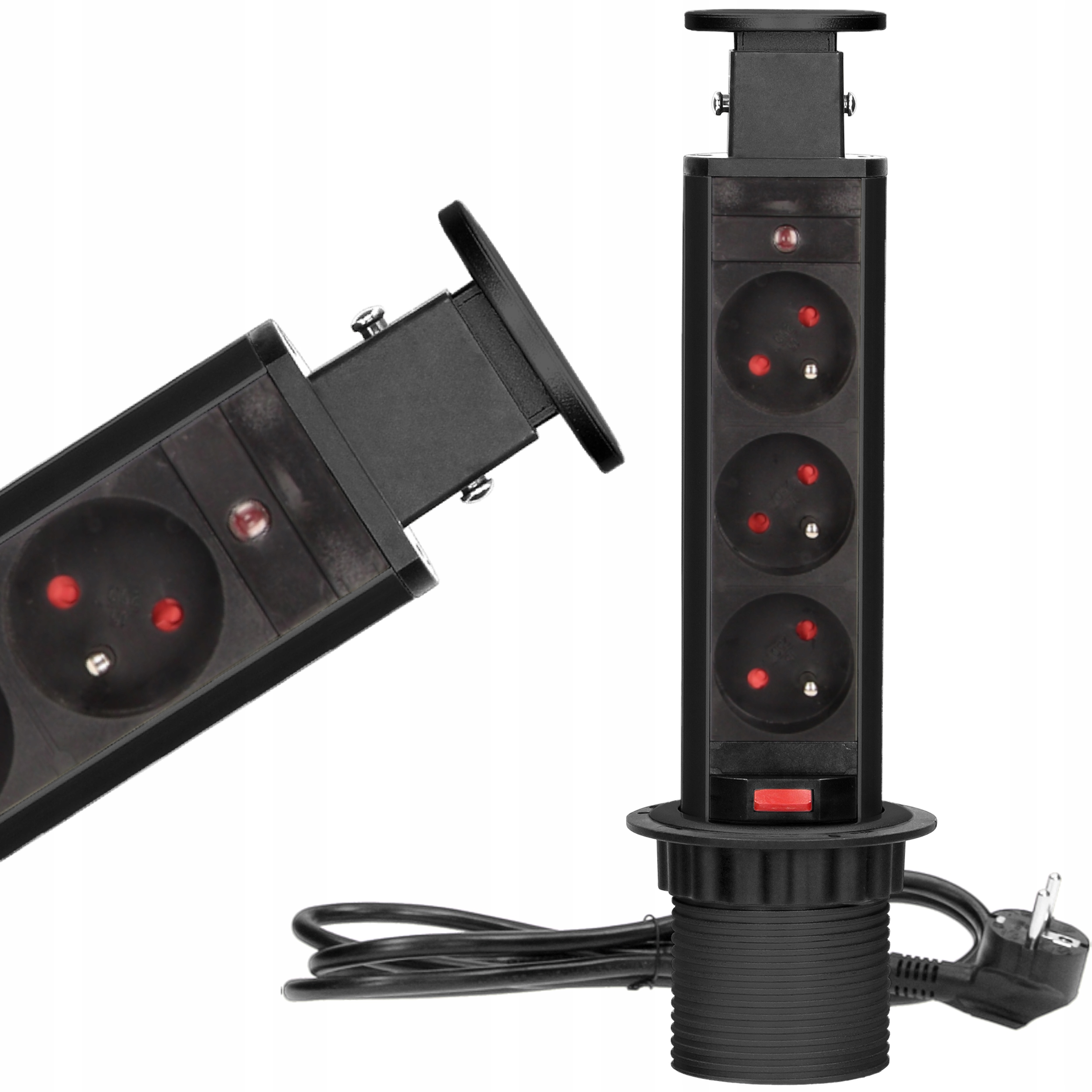 Gniazdo wpuszczane w blat Orno 3x250V AC OR-AE-1347/B – Elegancka i funkcjonalna opcja do Twojego wnętrza