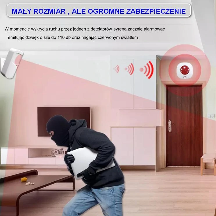 Głośność alarmu do 110 dB – odstraszanie intruzów