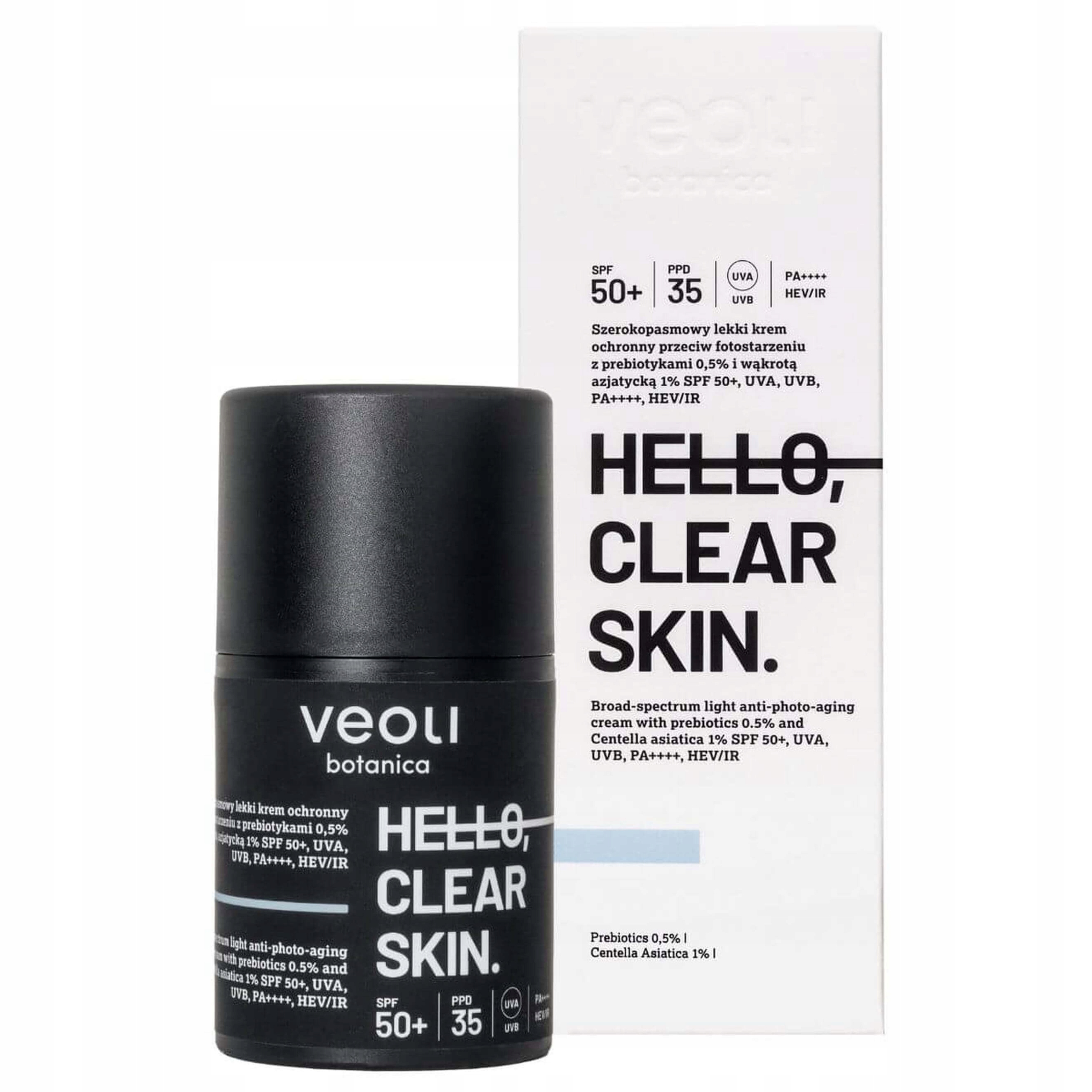 VEOLI BOTANICA Hello Clear Skin – Szerokopasmowy lekki krem ochronny SPF 50+