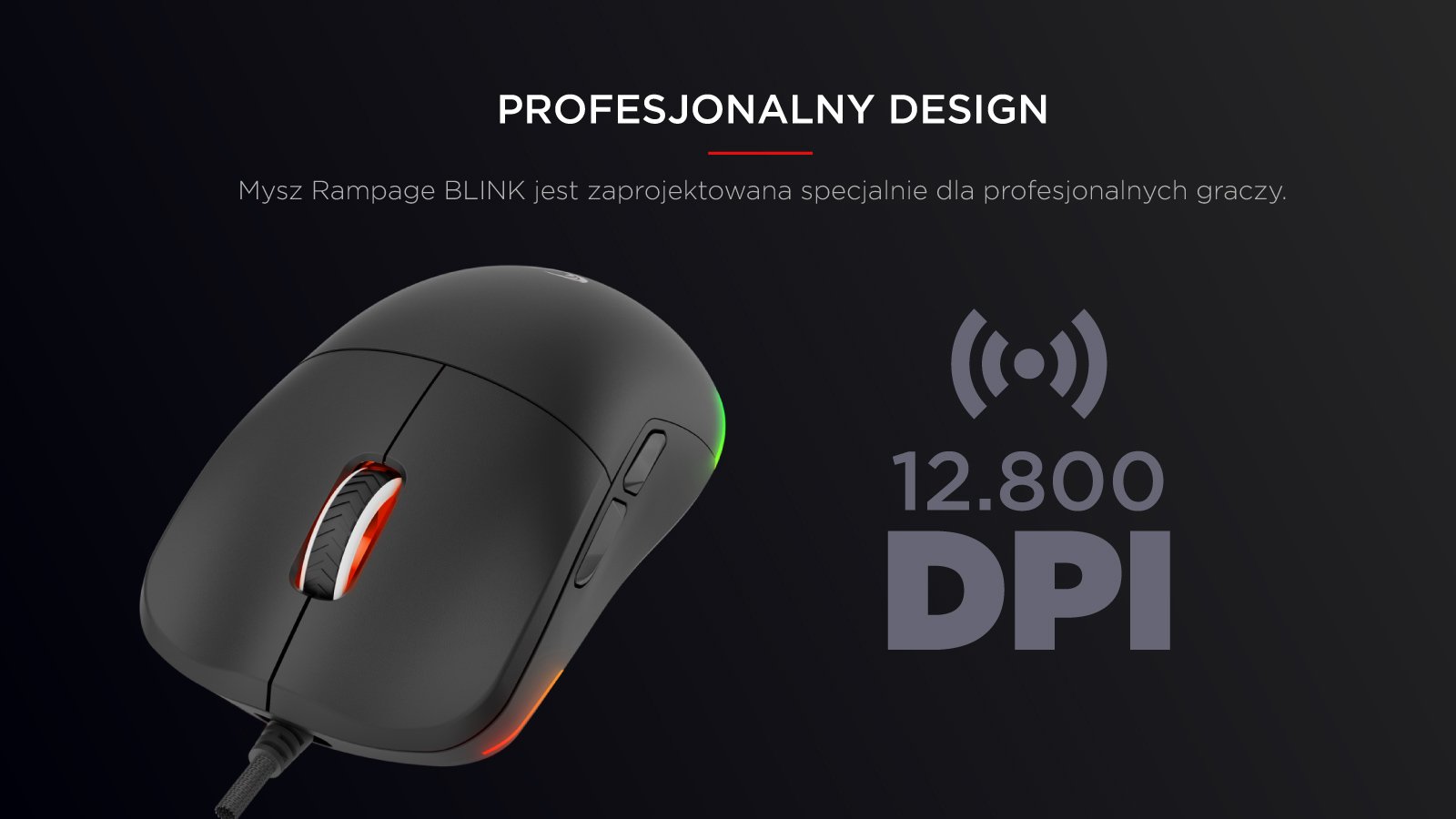 Mysz gamingowa RGB przewodowa 12800 DPI
