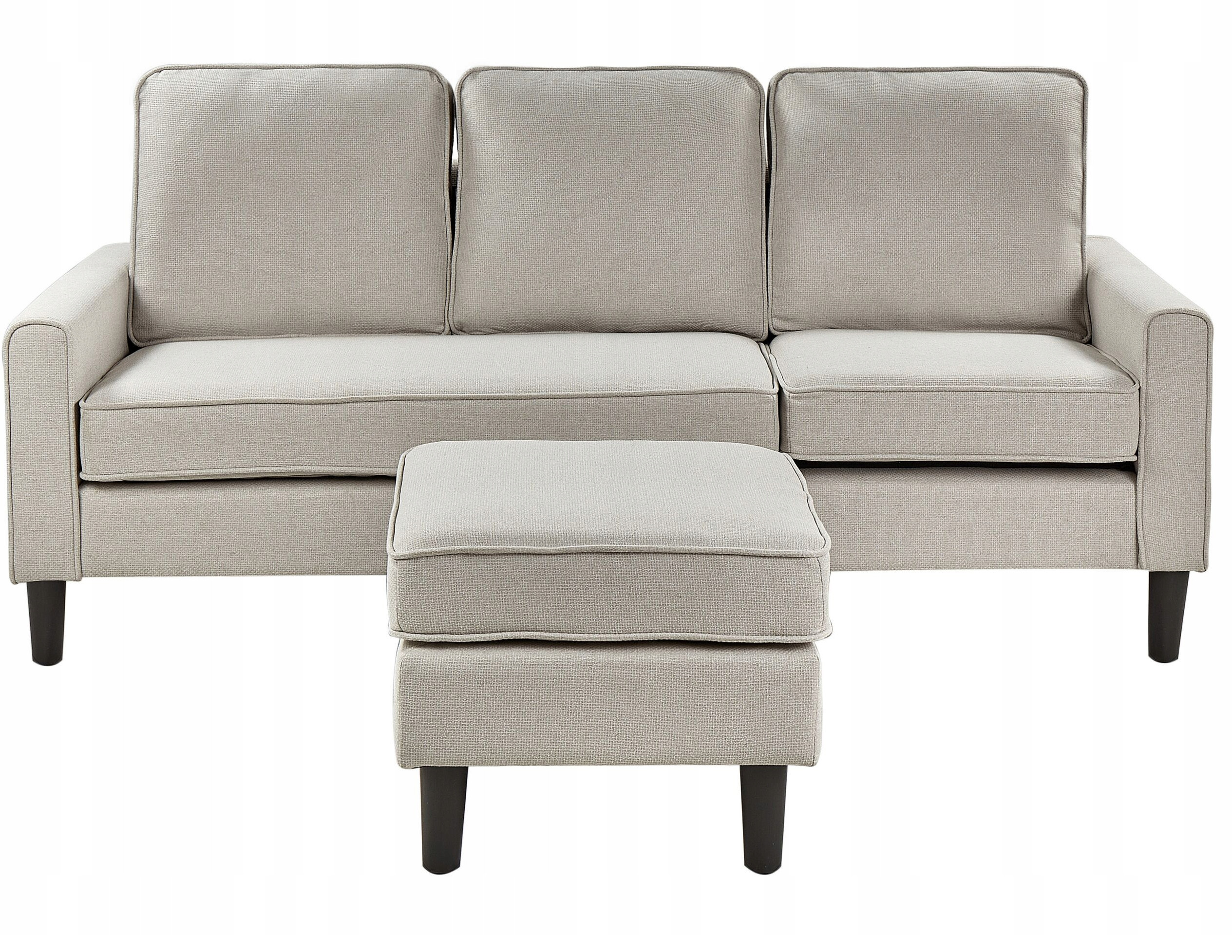 Sofa 3-osobowa z otomaną jasnobeżowa AVESTA Lumarko – Komfort i styl w Twoim salonie