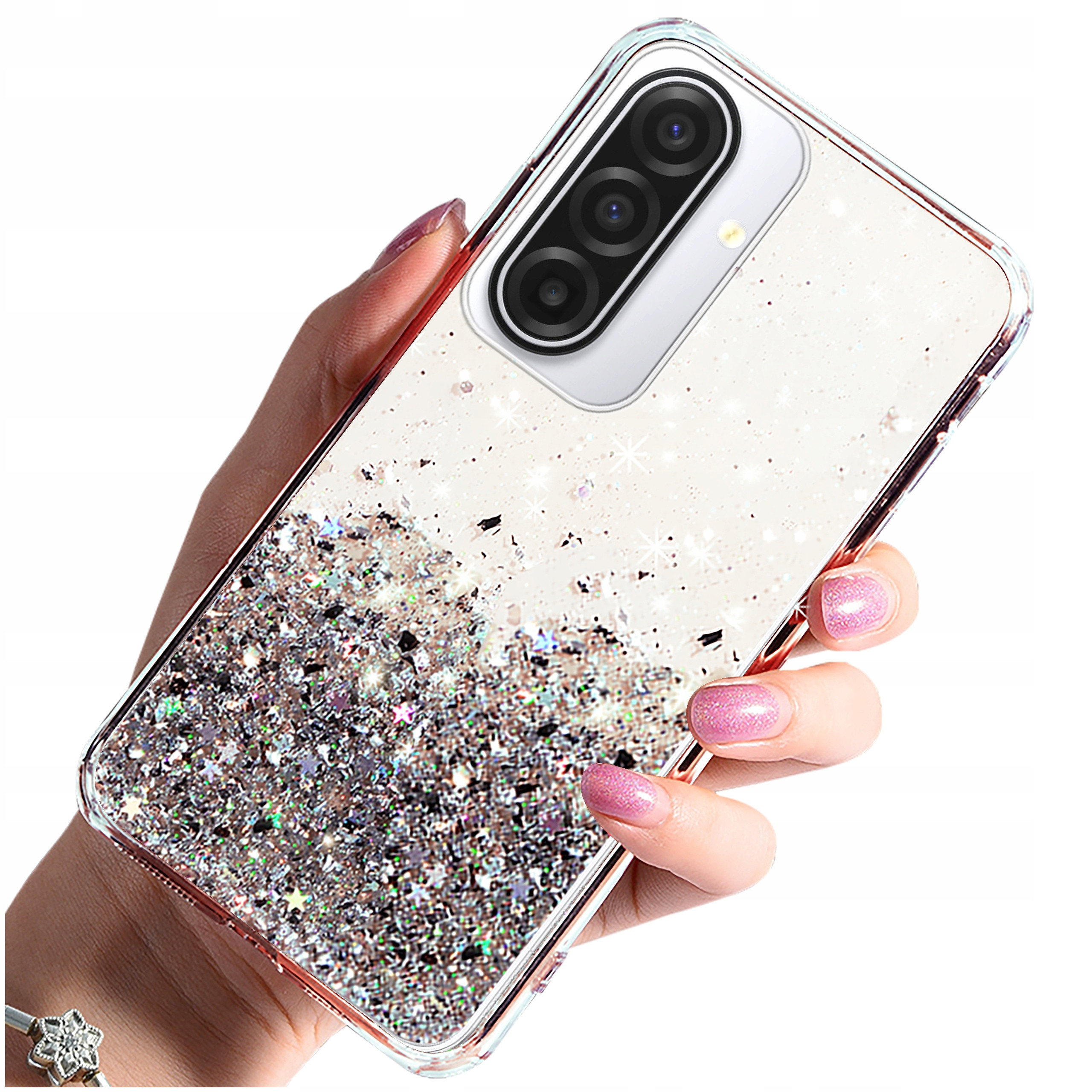 Etui do Samsung A17 5G – Brokatowe plecki z dodatkowym szkłem ochronnym