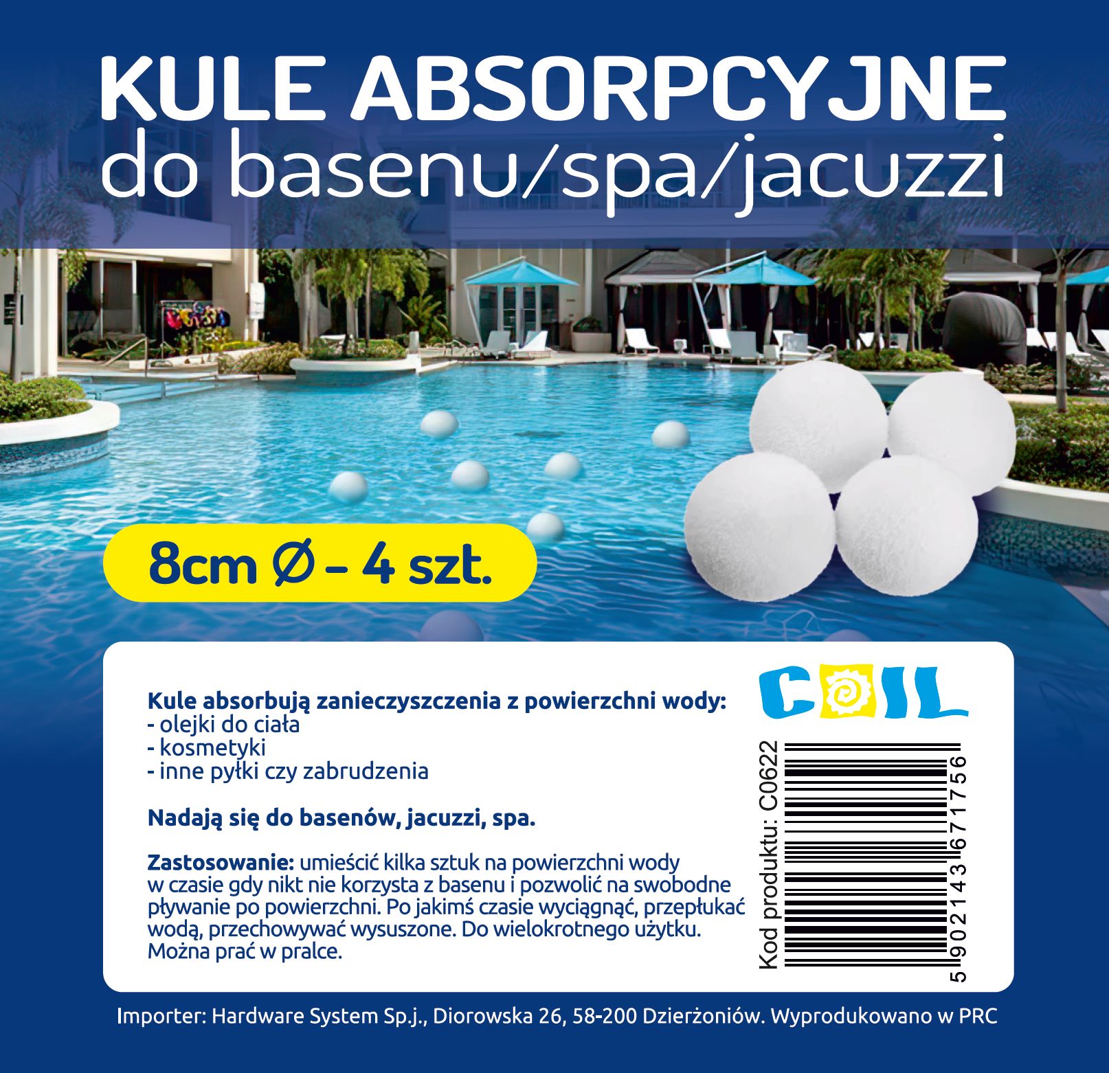 Kule filtracyjne absorpcyjne do spa, jacuzzi i basenu – zestaw 4 sztuk