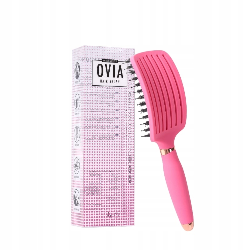 SISTER YOUNG Ovia Hair Brush – Szczotka do włosów z włosiem dzika w kolorze fuksji