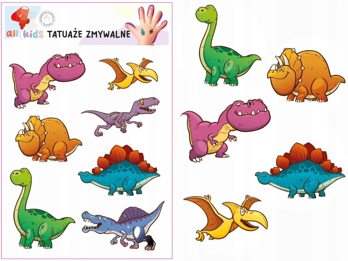 Tatuaże zmywalne dla dzieci Dinozaury – Bezpieczna zabawa dla najmłodszych