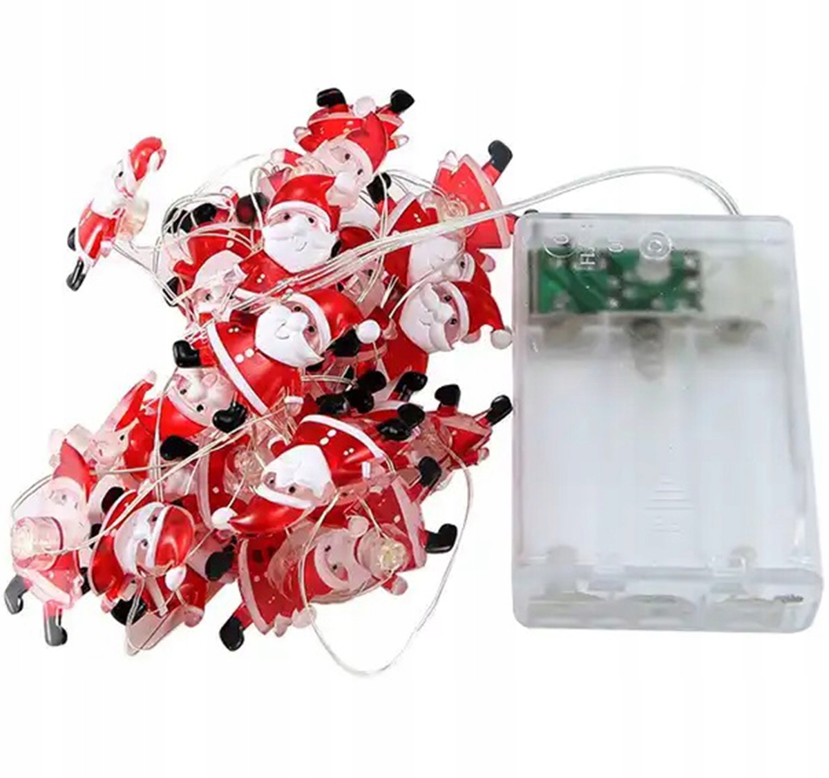 Zestaw 20 lampek LED w kształcie Świętego Mikołaja