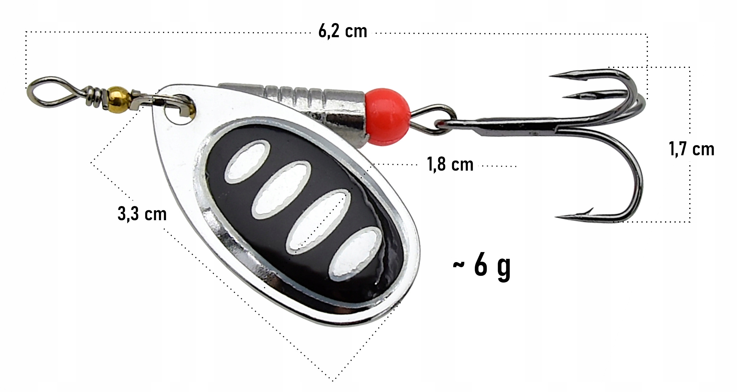 Zaostrzona potrójna kotwiczka z zadziorami