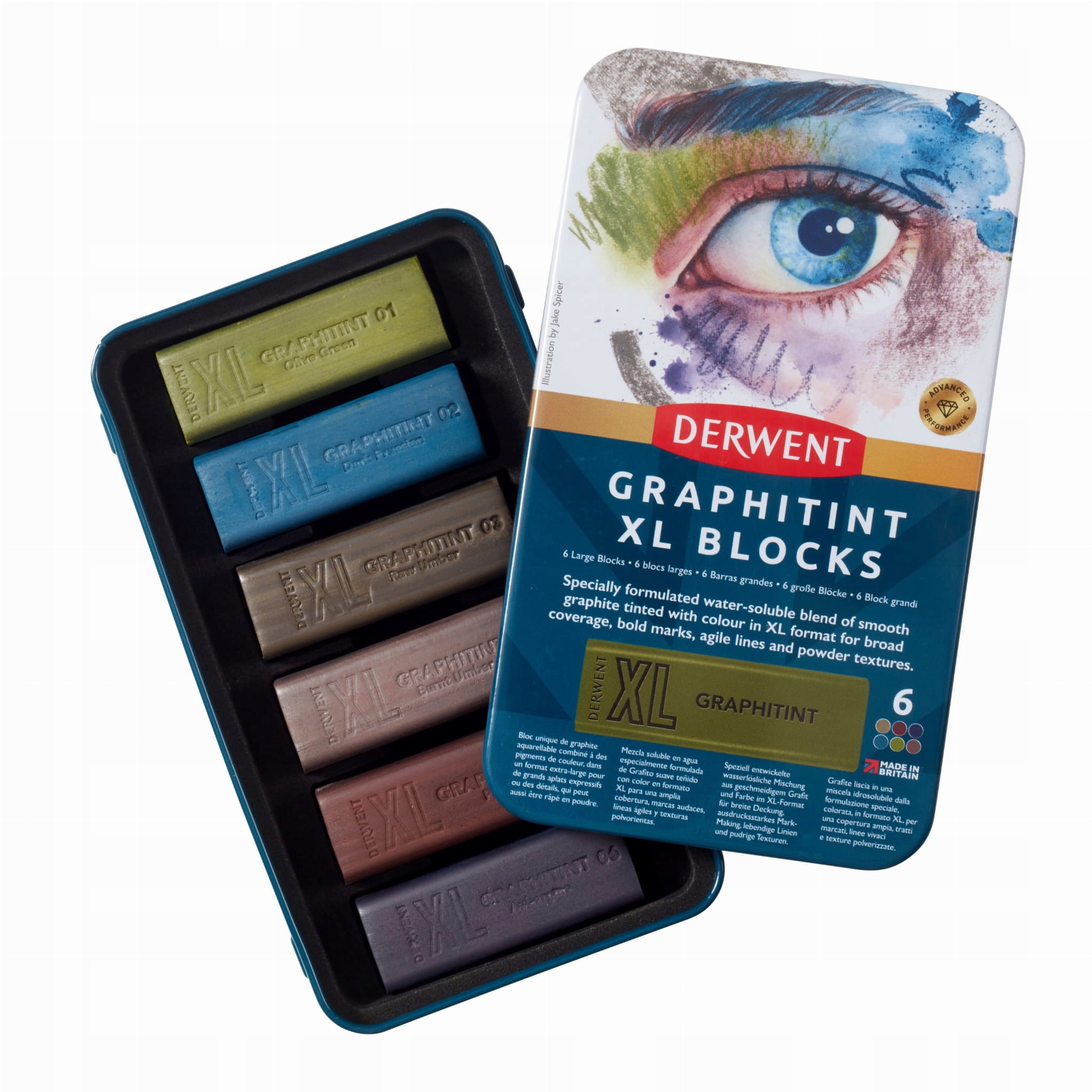Derwent XL Graphitint Blocks 6 stk tin – Innowacyjne bloczki do rysowania
