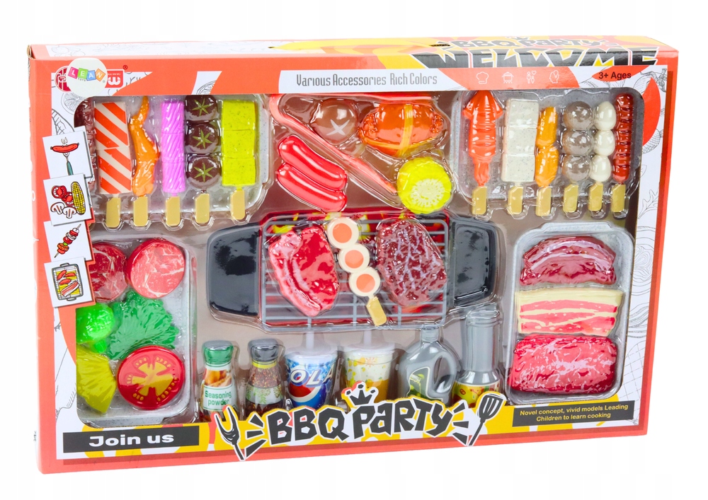 LeanToys Zestaw Przyjęcie Grill Potrawy Napoje Warzywa 40 Elementów – Kulinarny świat zabawy dla dzieci