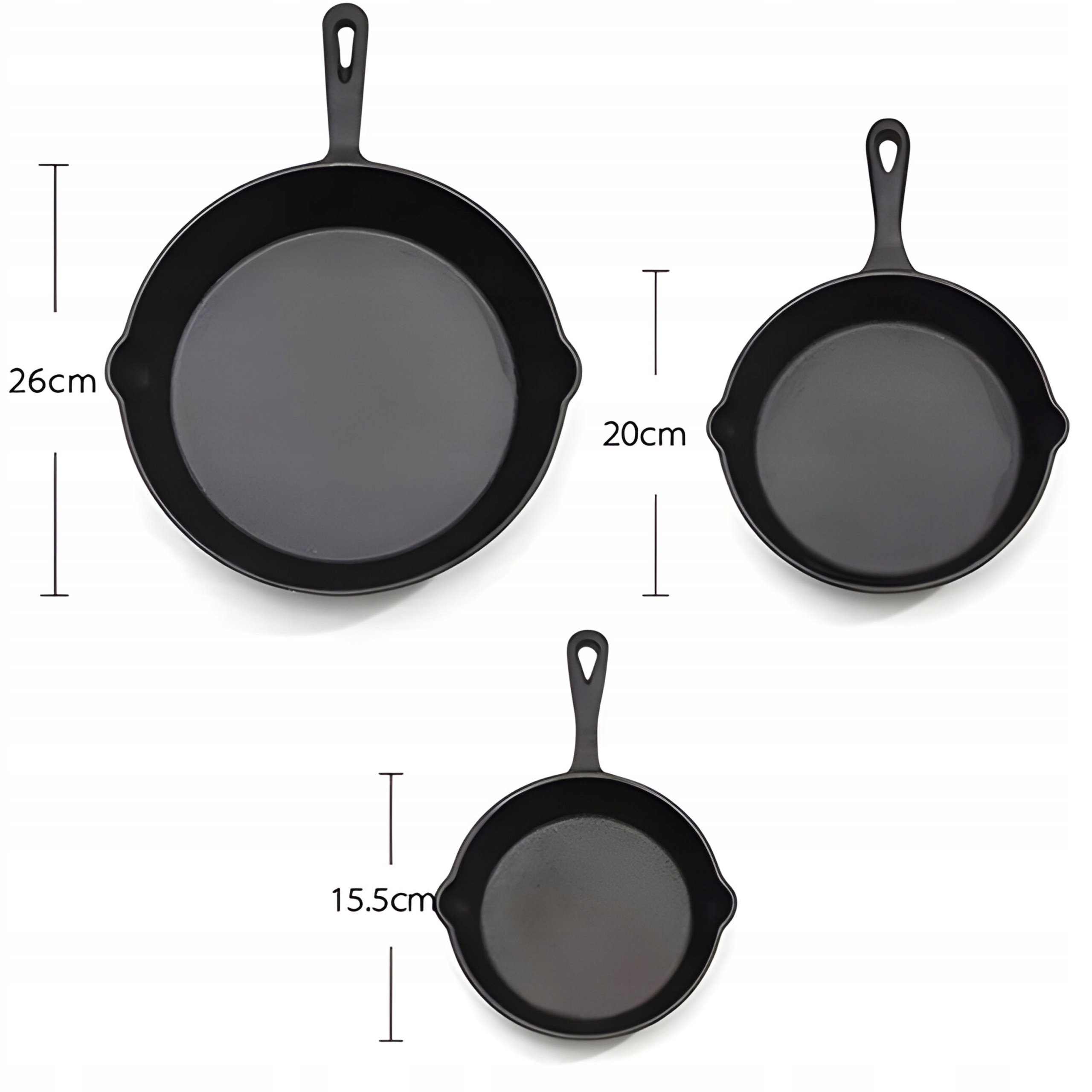 3x Patelnie Żeliwne Głębokie XXL – Idealne do Gotowania w Każdej Kuchni