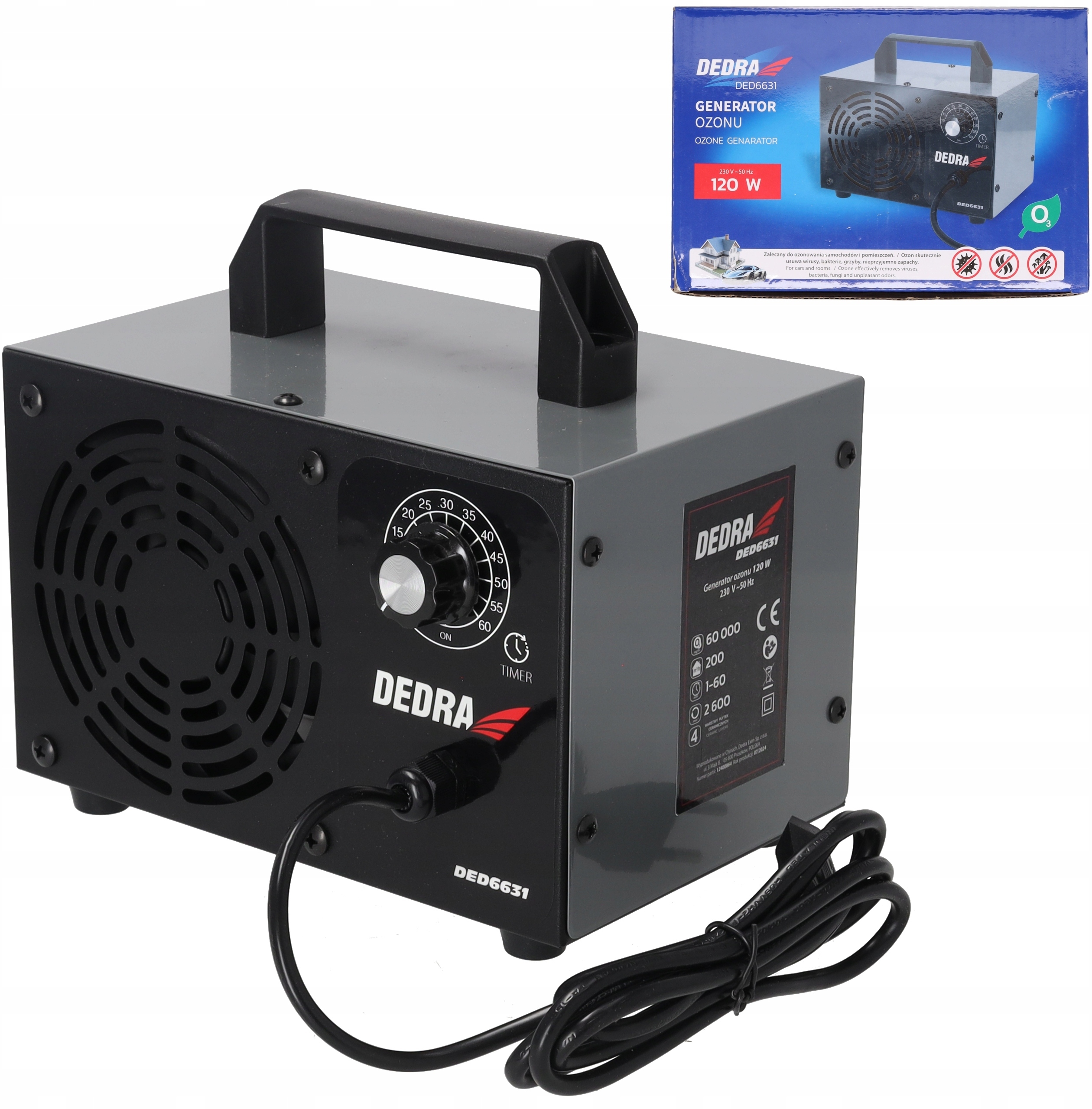 Generator Ozonu 60g/h DEDRA DED6631 – Czyste i zdrowe powietrze w Twoim otoczeniu