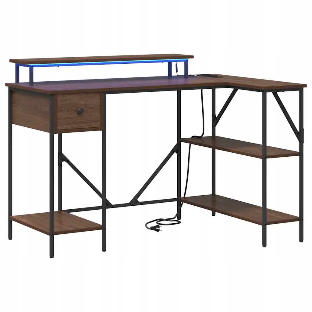 Biurko Brązowy dąb 120 x 79 x 86.5 cm – Elegancja i funkcjonalność w Twoim biurze