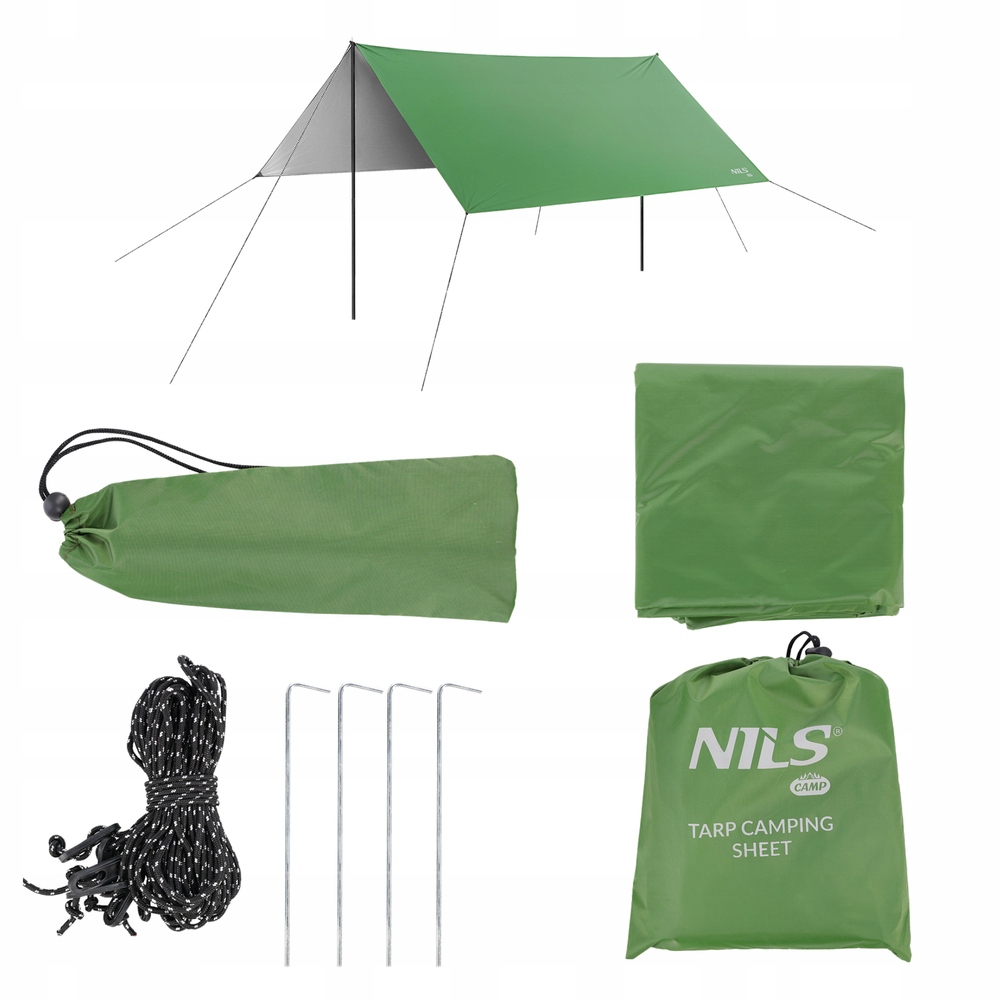 NC17107 Tarp Płachta Biwakowa Kempingowa 300x300 cm Zielona* Nils Camp – Idealna ochrona w terenie