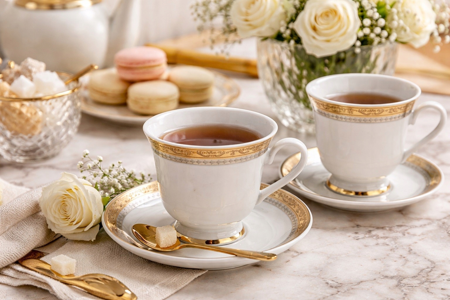 Komplet 6 filiżanek 250 ml + spodki Lorraine G768 – Elegancja na Twoim stole