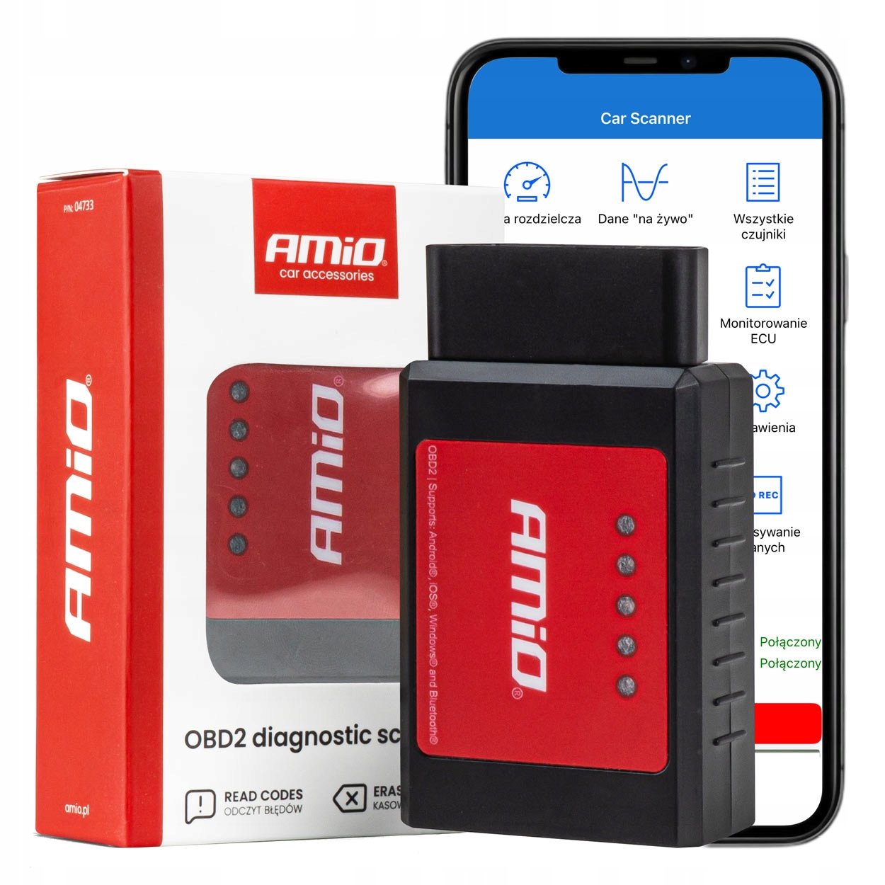 Skaner tester interfejs diagnostyczny ELM327 OBD2 BT XL AMIO-04733 – Twoje narzędzie do diagnostyki pojazdów