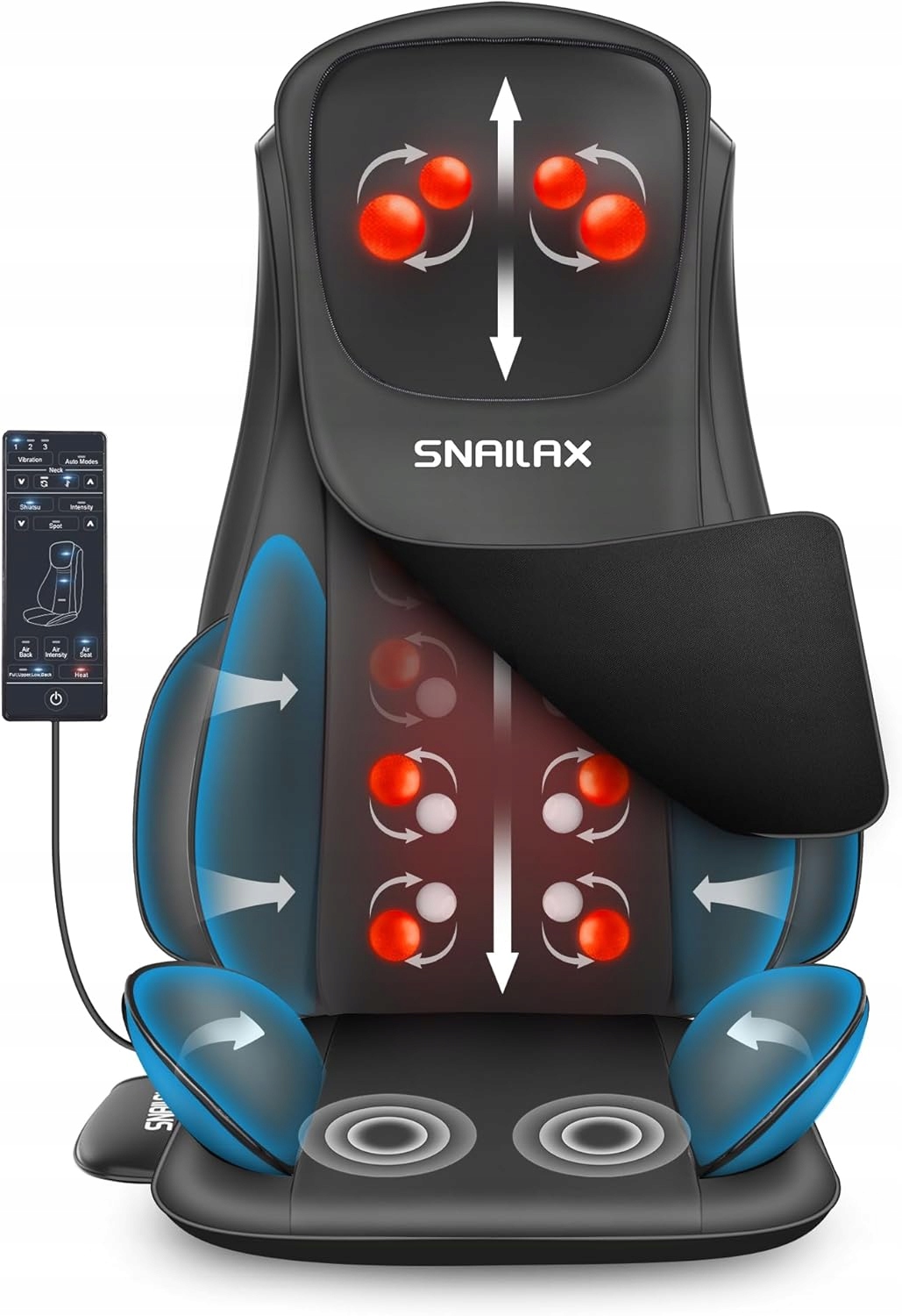 Snailax Mata Masująca Shiatsu na Fotel – Ogrzewanie i Kompresja dla Twojego Komfortu