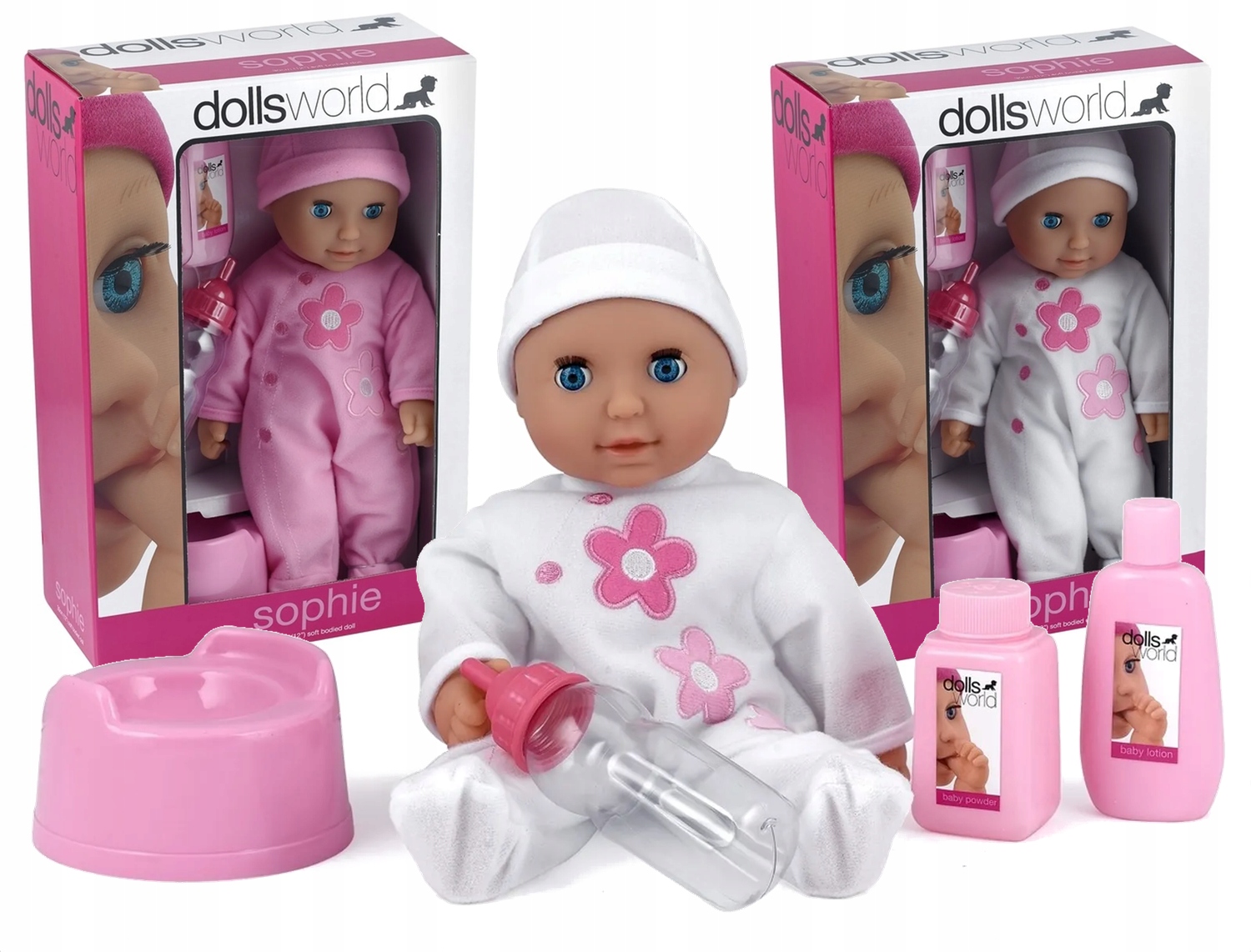 Wspaniałe akcesoria: czapeczka, butelka i smoczek