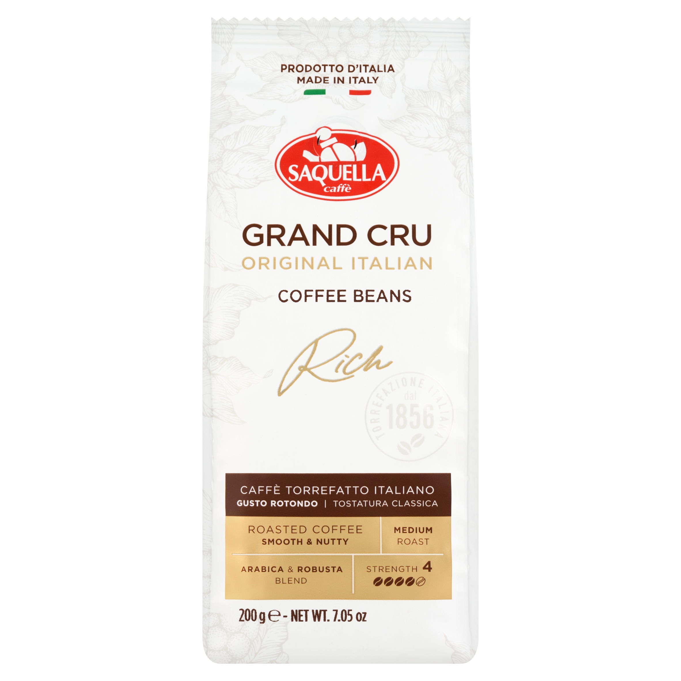 Kawa SAQUELLA Grand Cru Rich 200g – Doskonały wybór dla miłośników kawy