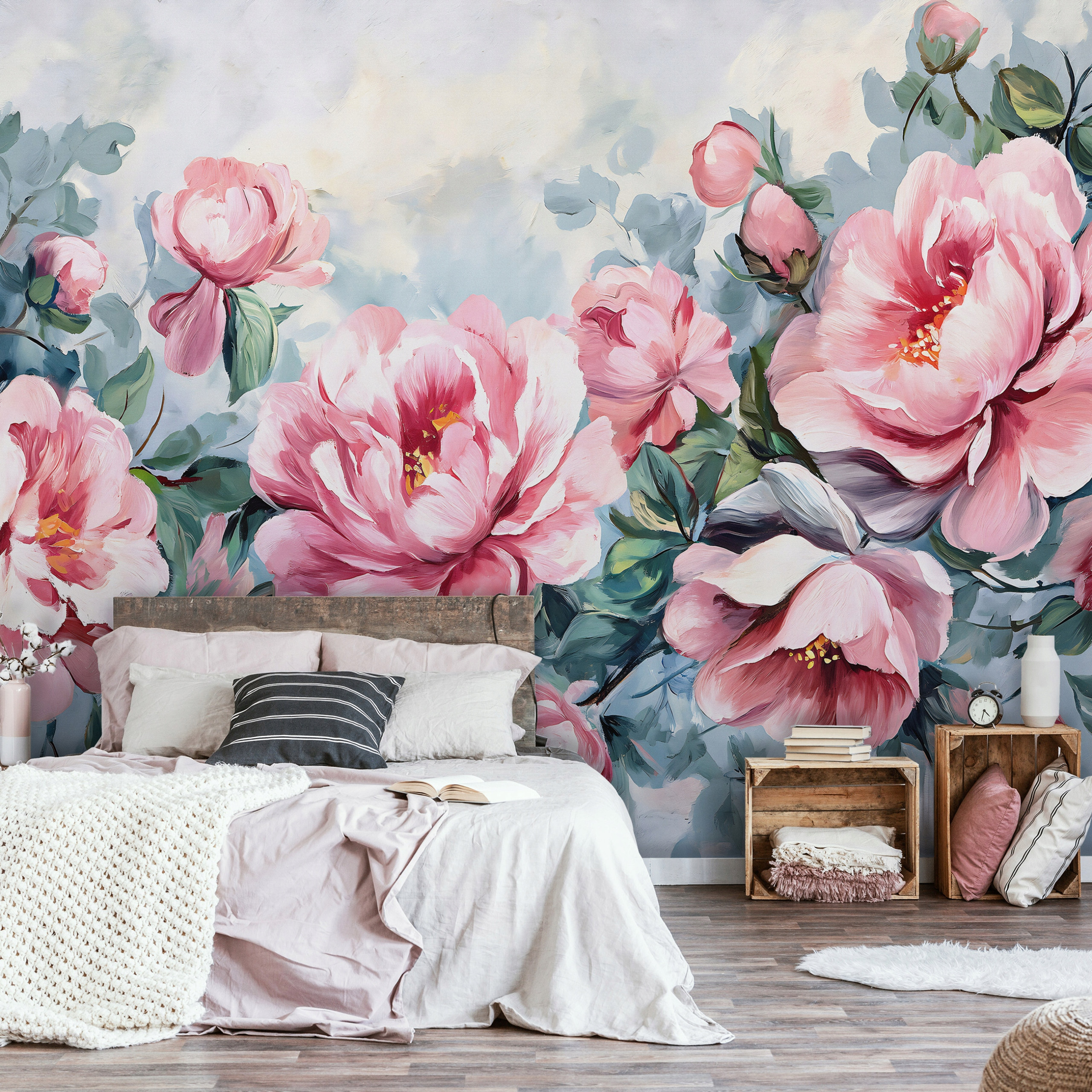 Fototapeta Kwiaty na Betonie Róże Duże 400x280 – Nowoczesna dekoracja wnętrz