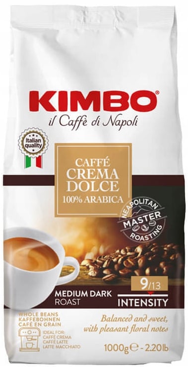 Kawa ziarnista Kimbo Crema Dolce Arabica 100% – Wyjątkowy smak włoskiej kawy