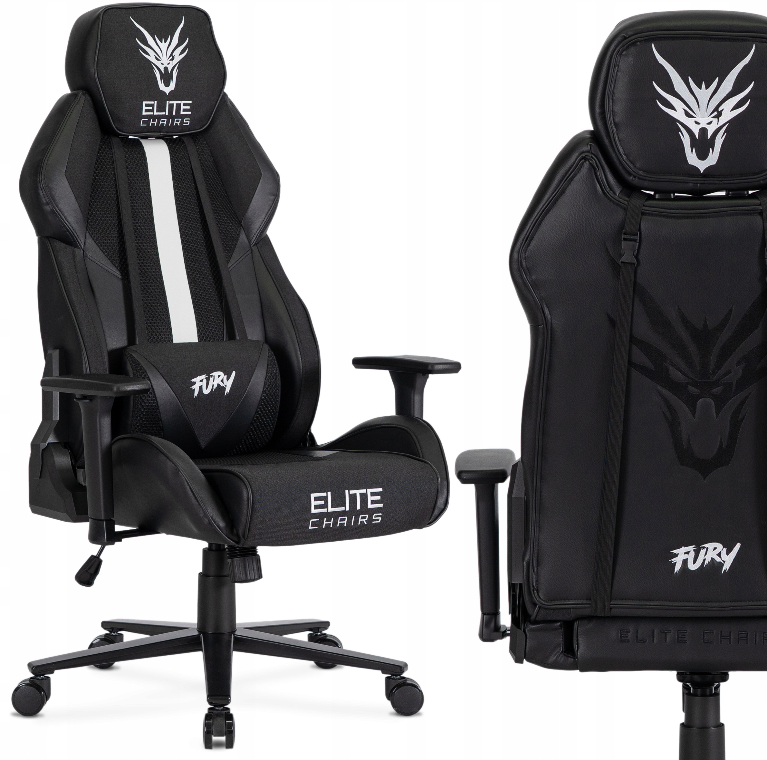 Fotel Gamingowy Obrotowy Ergonomiczny Krzesło Dragon FURY Czarny Biały – Komfort i styl w Twoim gamingowym świecie