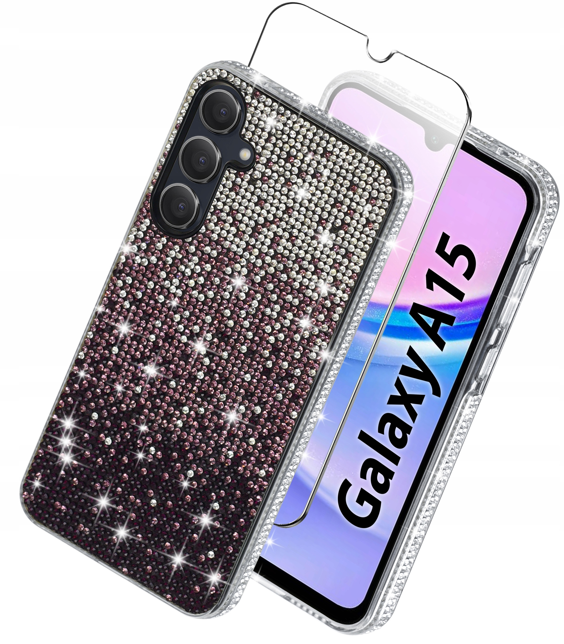 Etui do Samsung Galaxy A15 5G – Silikonowe BROKAT DIAMOND z ochroną ekranu 9H