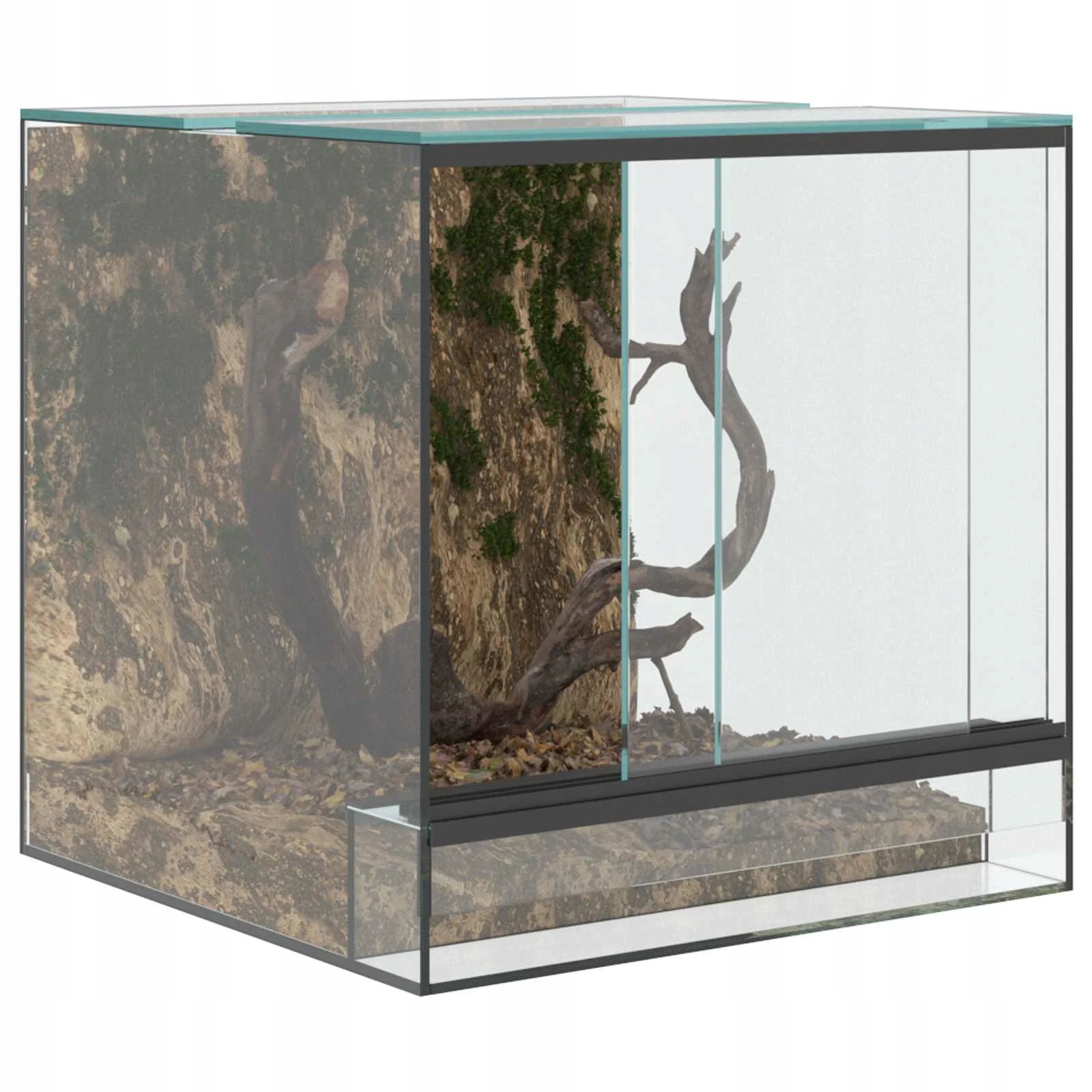 Wbudowane przesuwane drzwi – Łatwy dostęp do wnętrza terrarium