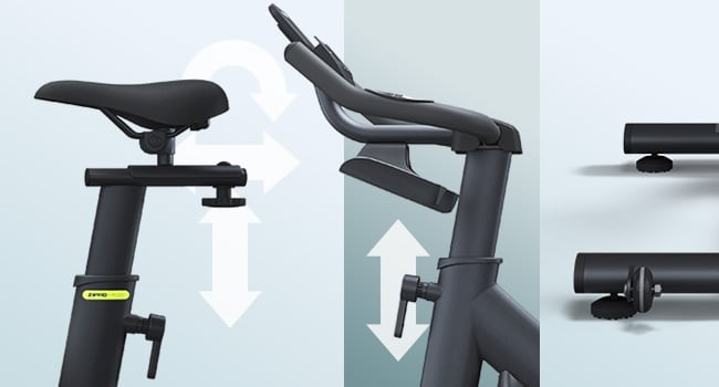 Rower spinningowy ZIPRO Modo - pełen zakres regulacji i przydatne akcesoria w postaci kółek do przesuwania