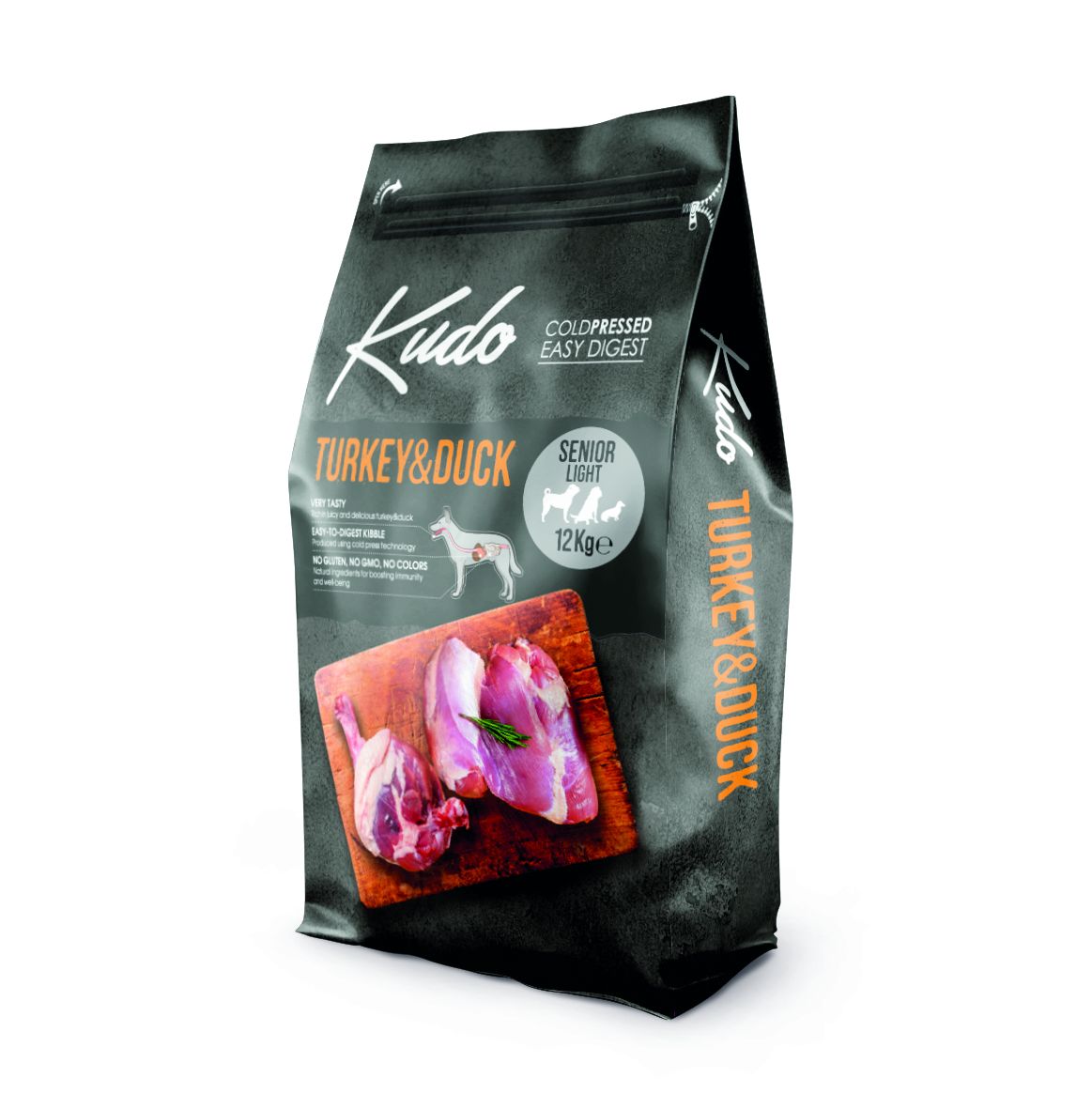 Kudo Indyk&Kaczka Senior/Light 12kg – Pełnoporcjowa karma dla psów starszych
