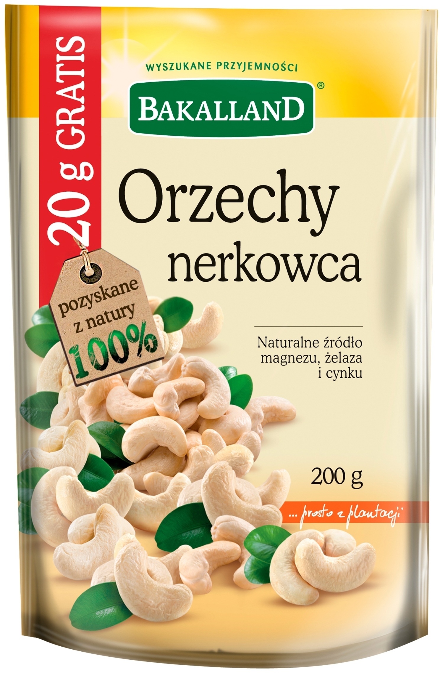 Orzechy nerkowca BAKALLAND 200g – Zdrowa przekąska pełna smaku
