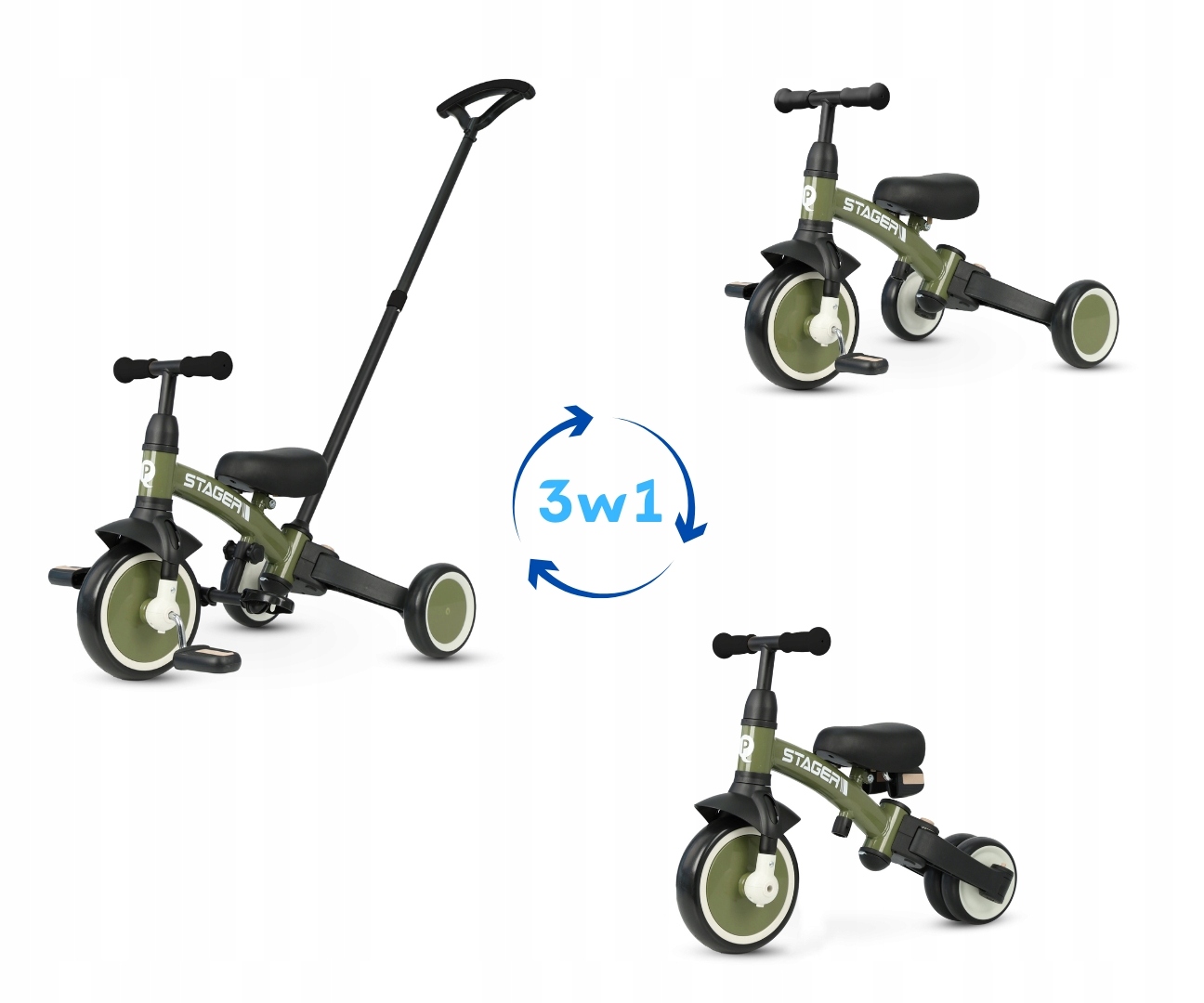 Rowerek trójkołowy Stager 3w1 Green – Idealny pierwszy pojazd dla Twojego dziecka