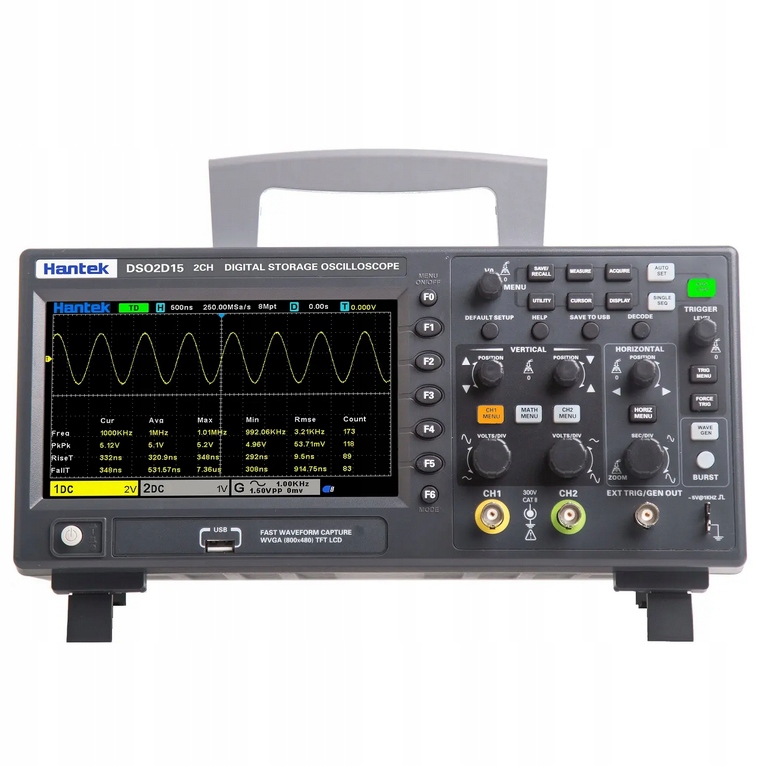 Hantek DSO2D15 – Cyfrowy oscyloskop 150 MHz z generatorem funkcyjnym