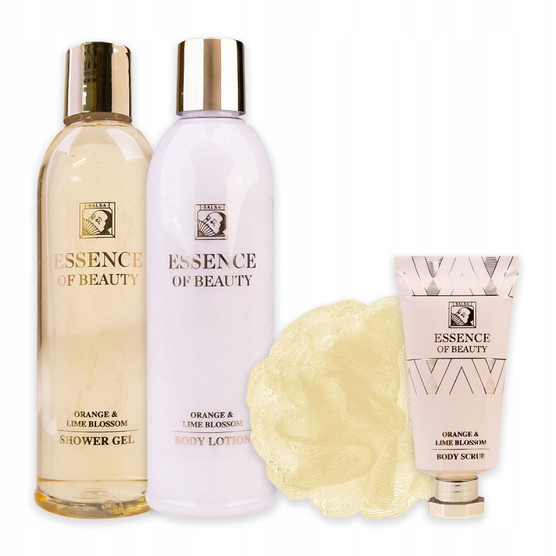Zawartość zestawu: żel pod prysznic, balsam do ciała i peeling