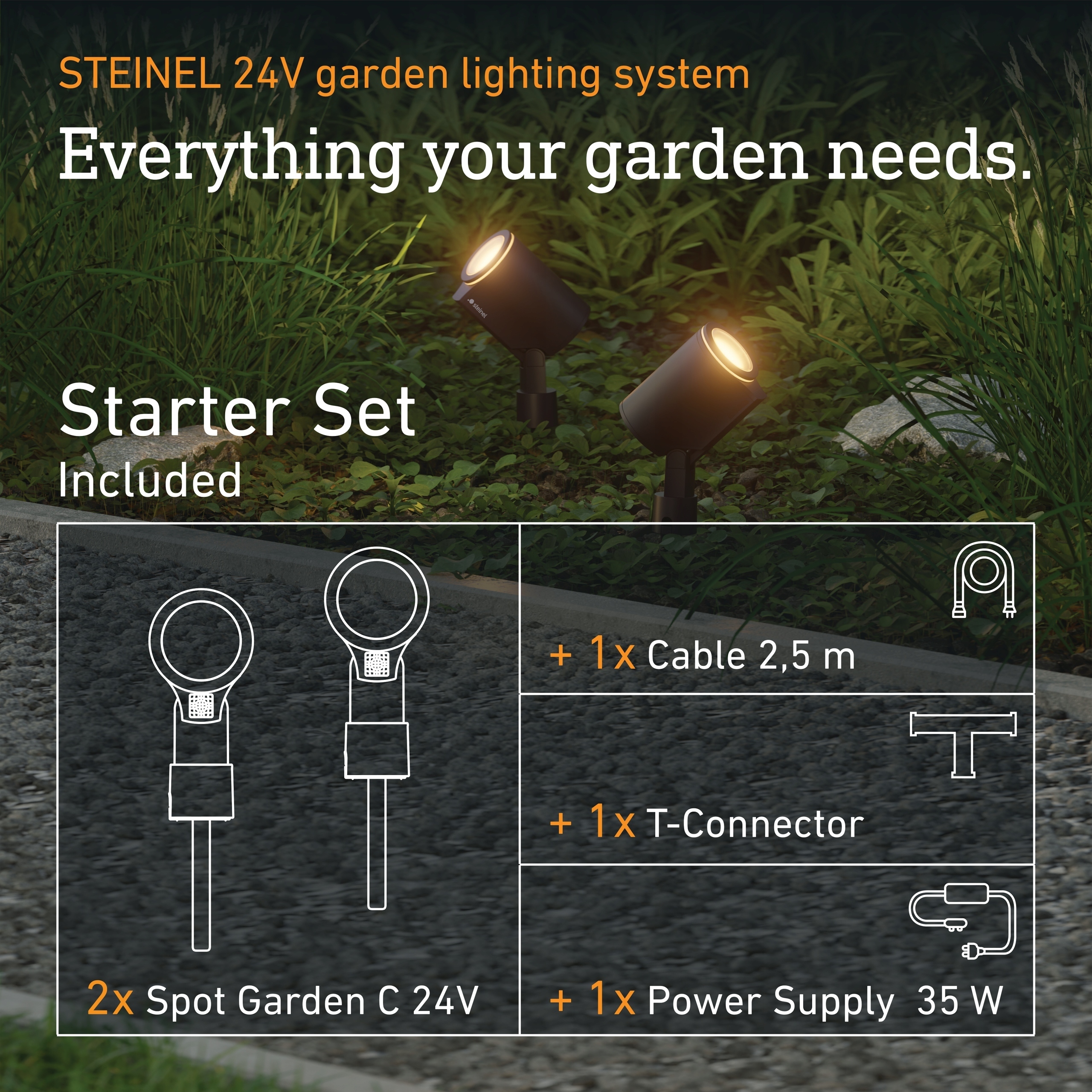 Zestaw 2x oprawa ogrodowa wbijana SPOT GARDEN 24V – Idealne oświetlenie do Twojego ogrodu