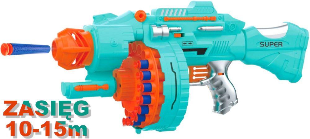 NERF Wyrzutnia Blaster Pistolet Karabin Elektryczny AUTOMATYCZNY Na Strzałki TOMDORIX